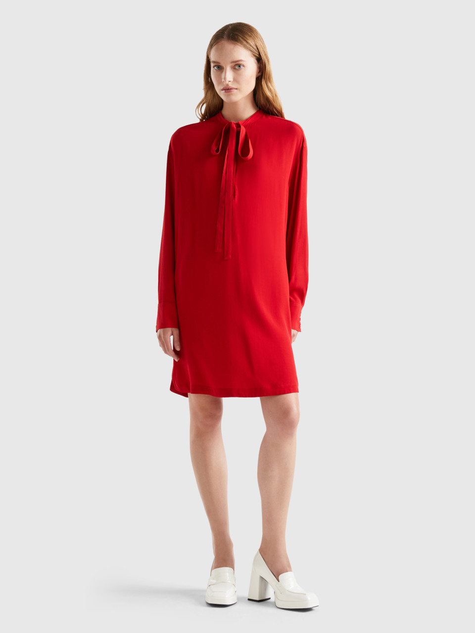 Benetton, Short Dress With Laces, Red, Women