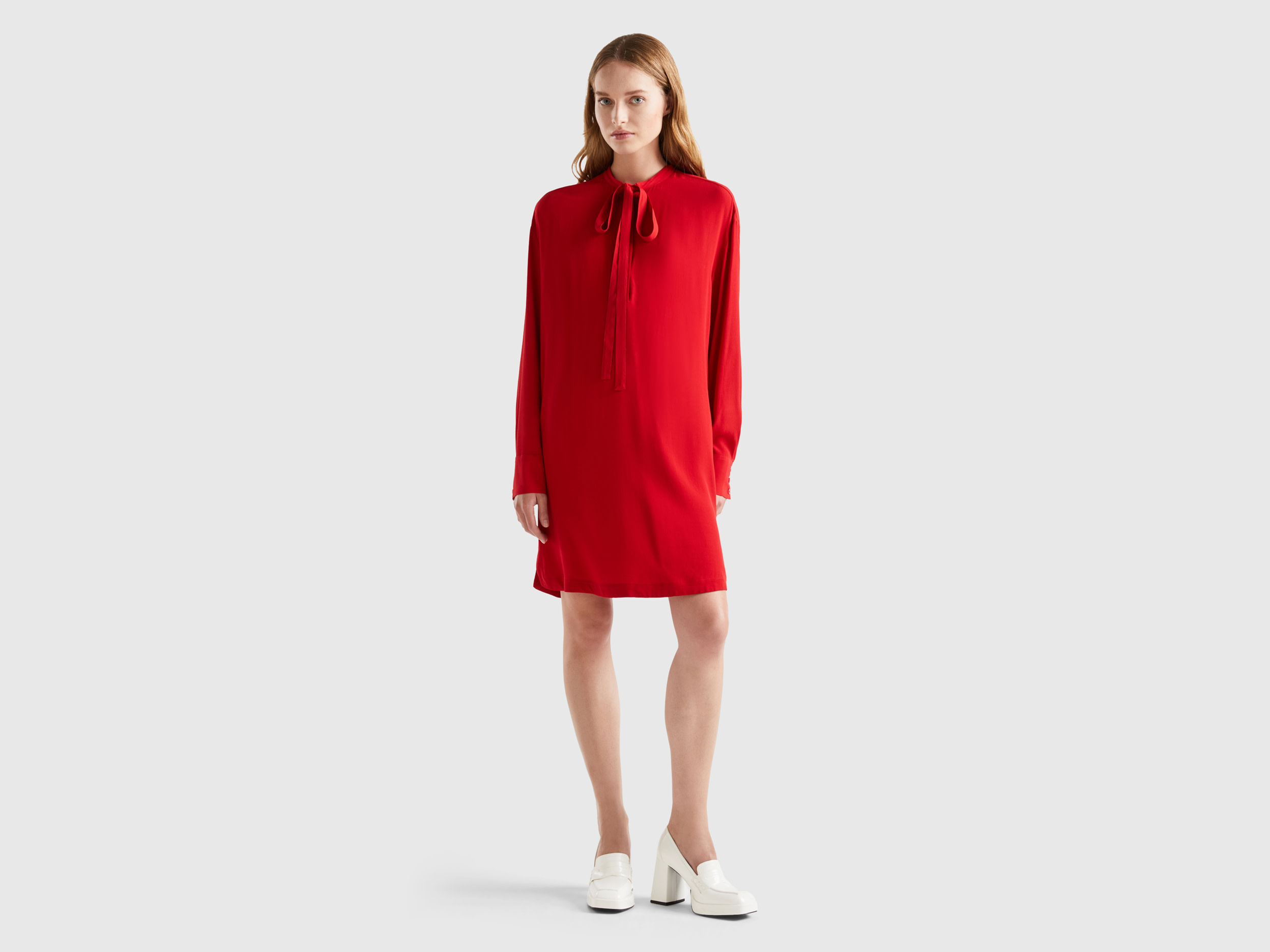 Benetton, Short Dress With Laces, size L, Red, Women