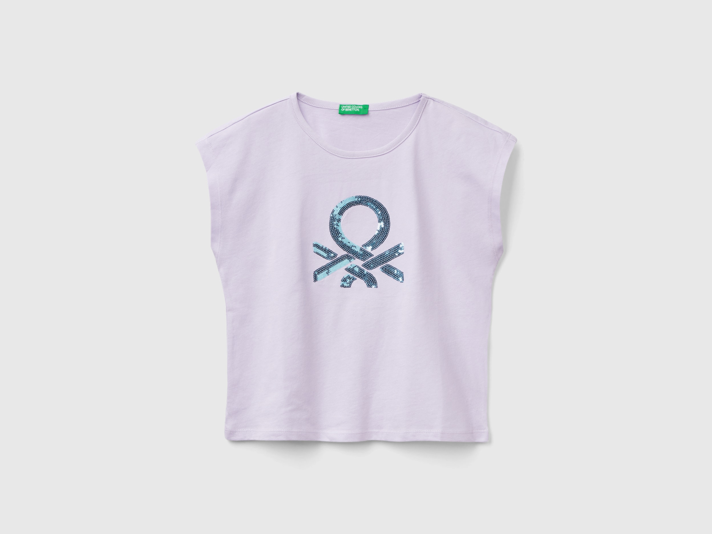 Benetton, T-shirt Con Stampa Logo Glitter, Lilla, Bambini product