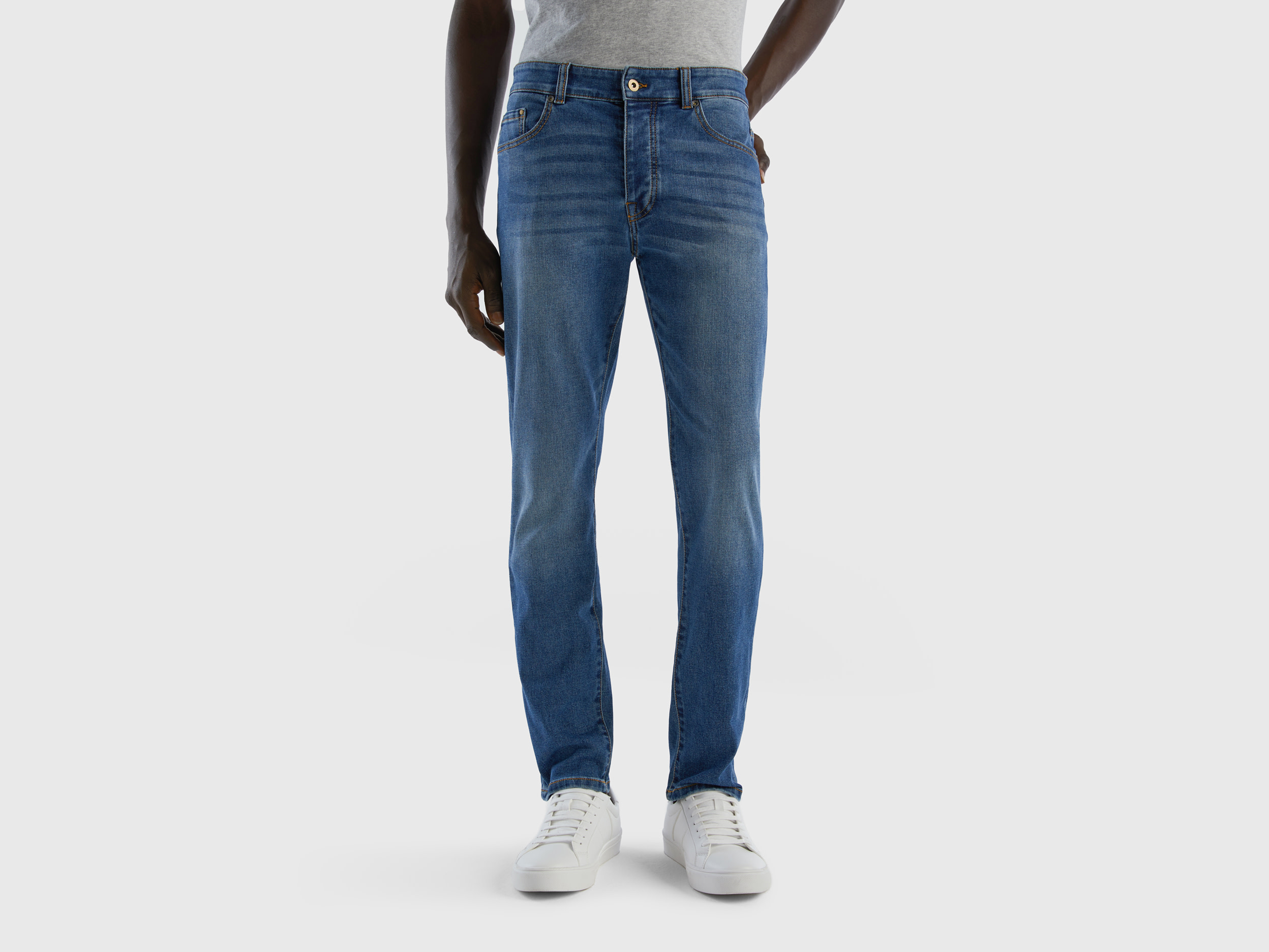 Benetton, Five Pocket Slim Fit Jeans, size 36, Blue, Men