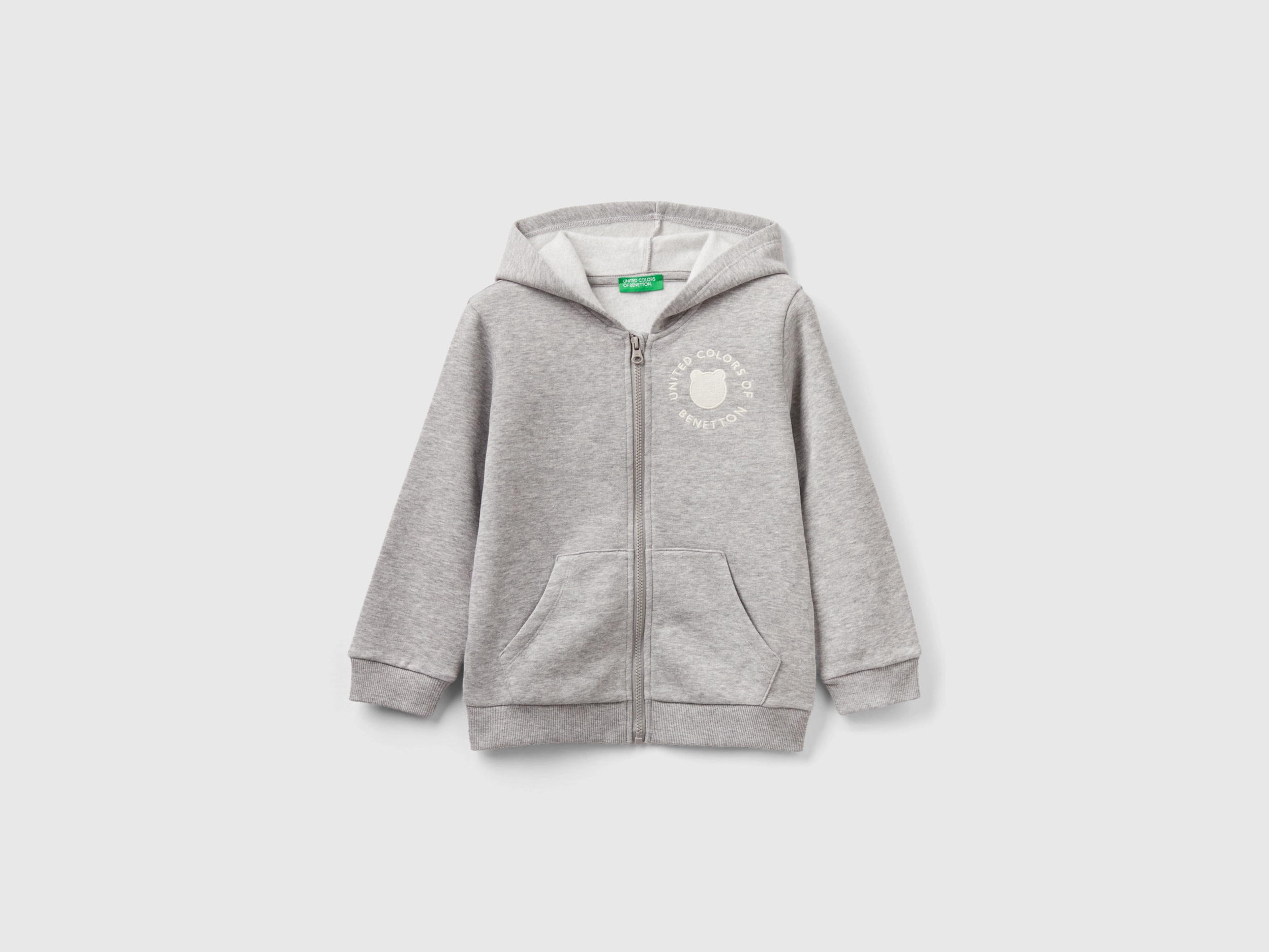 Benetton, Zip-up Sweatshirt In Cotton Blend, size 5-6, Light Gray, Kids