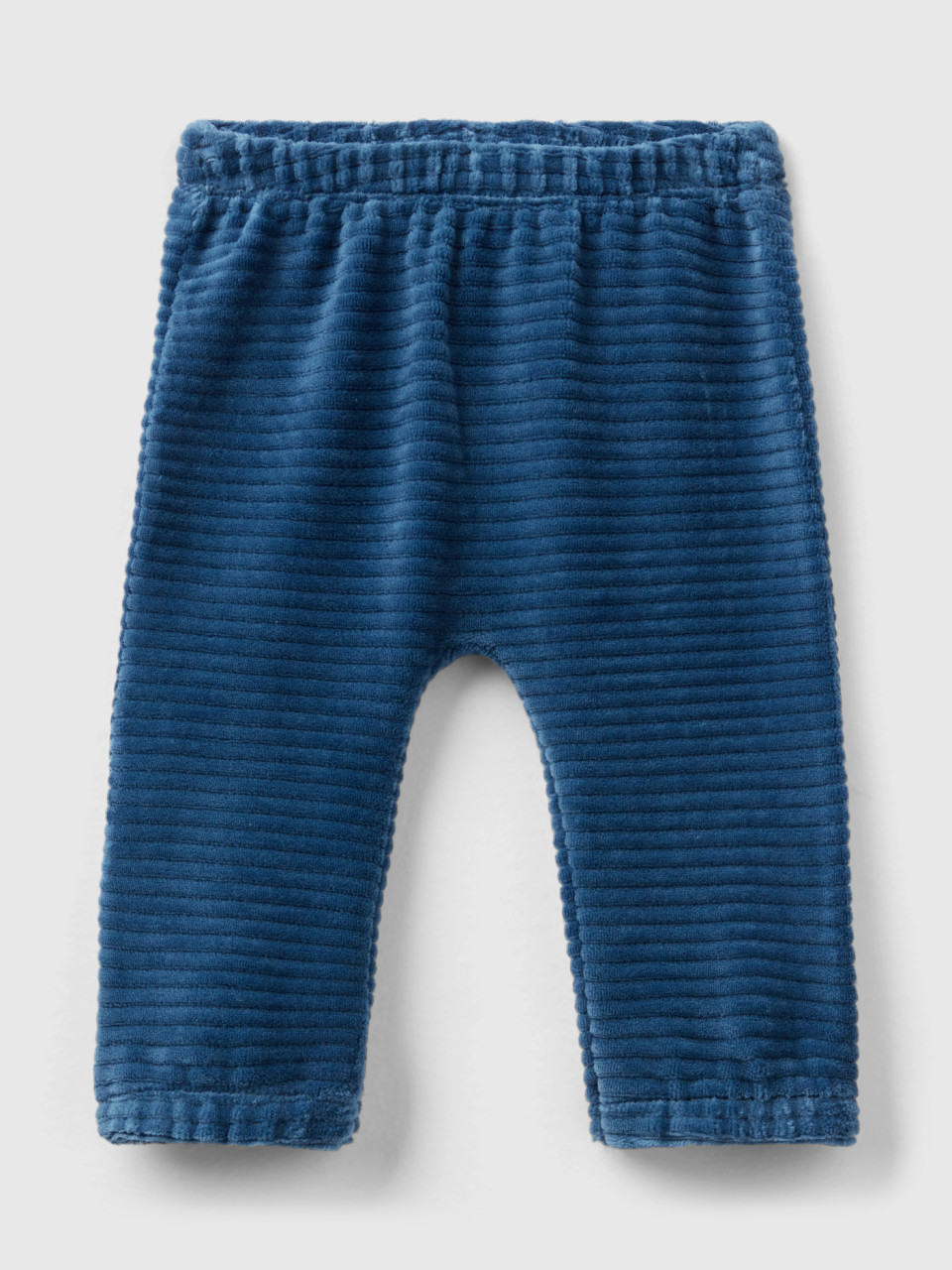 Benetton, Chenille Trousers With Embroidery, Blue, Kids
