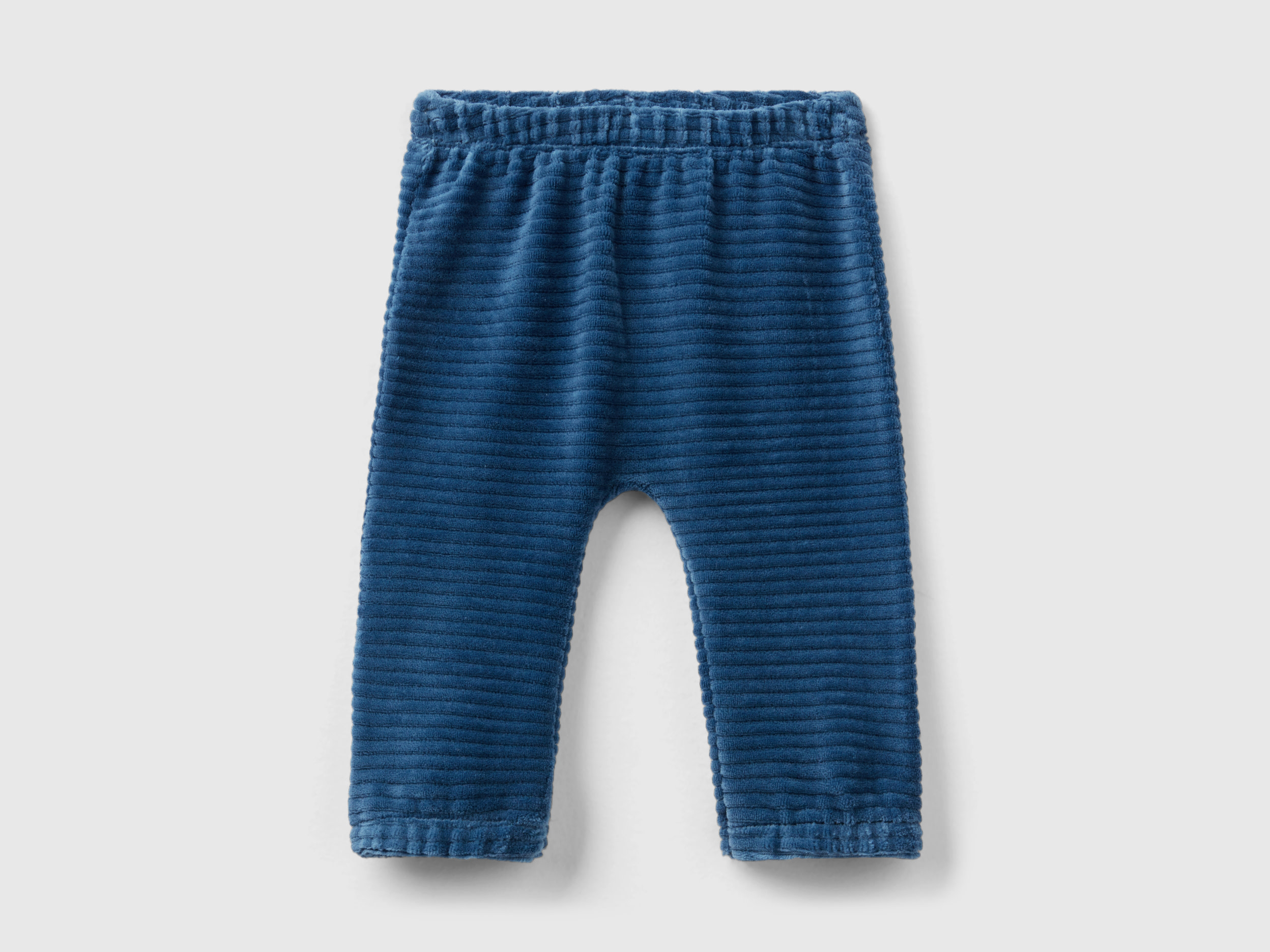 Benetton, Chenille Trousers With Embroidery, size 9-12, Blue, Kids