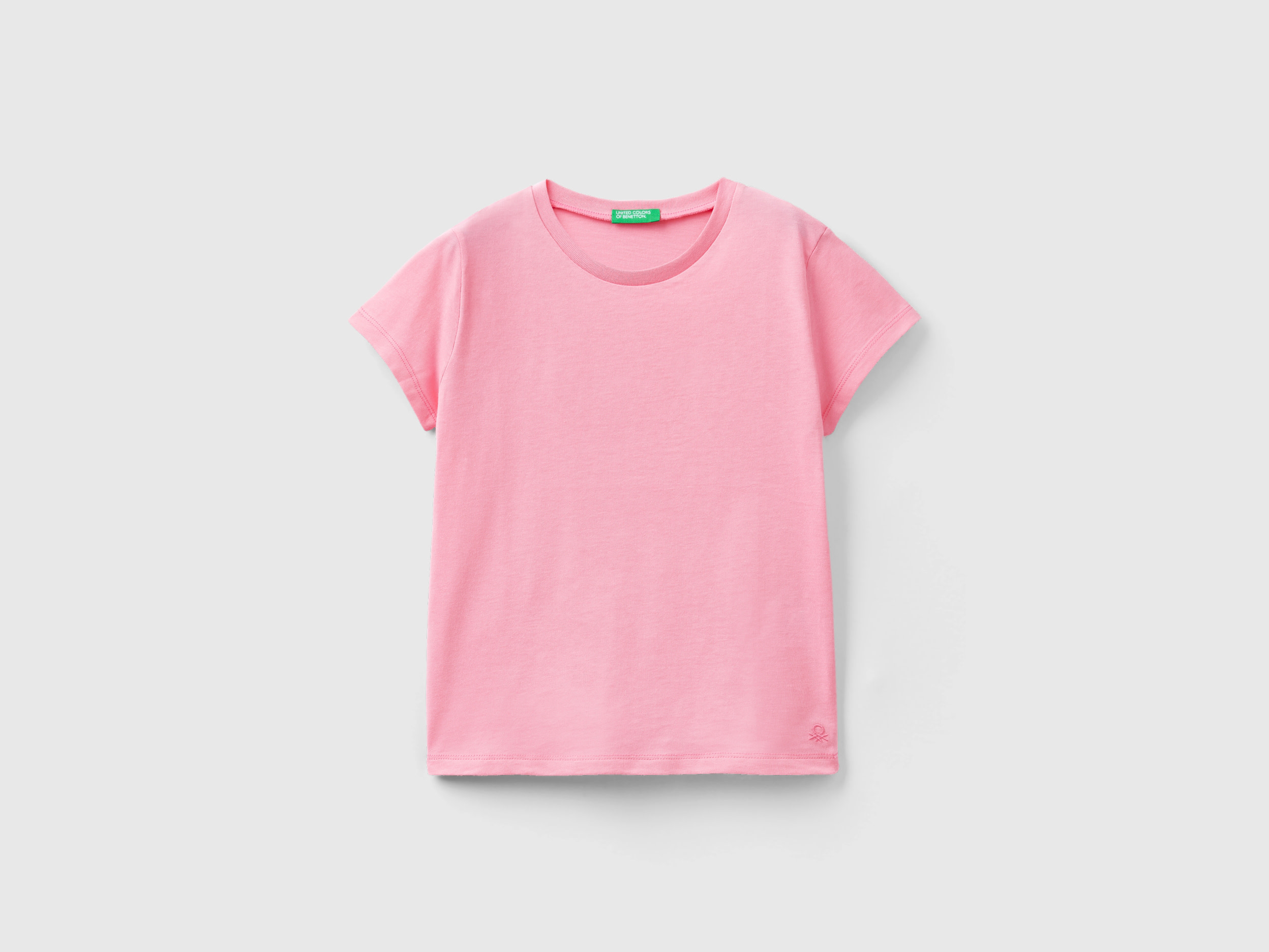 Image of Benetton, T-shirt In Pure Organic Cotton, size XL, Pink, Kids