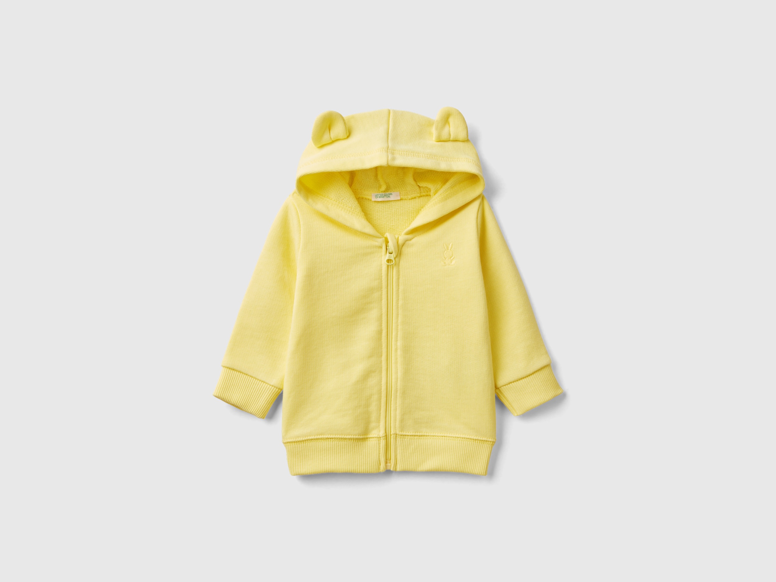 Image of Benetton, Hoodie In Organic Cotton, size 56, Yellow, Kids