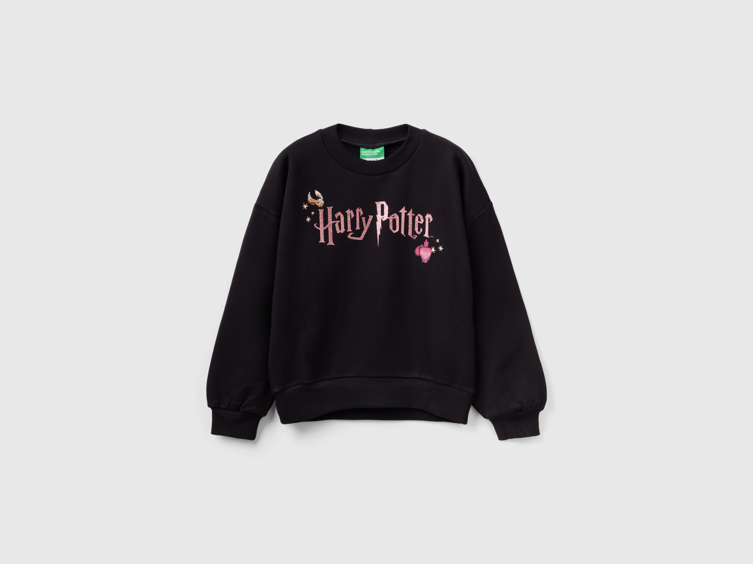 Benetton, Harry Potter Sweatshirt With Glitter, size M, Black, Kids