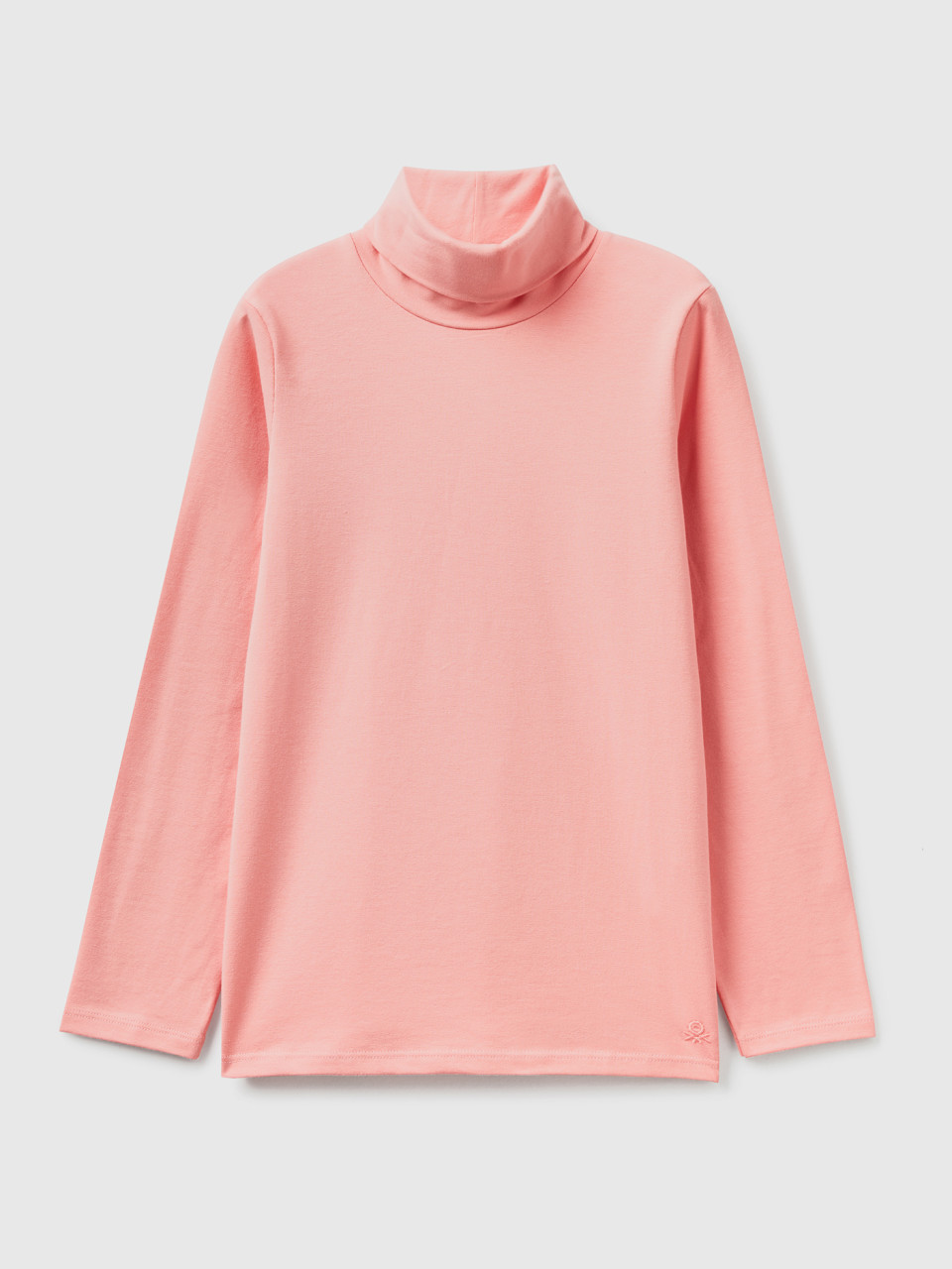 Benetton, Stretchiges T-shirt Mit Hohem Kragen, Pink, female