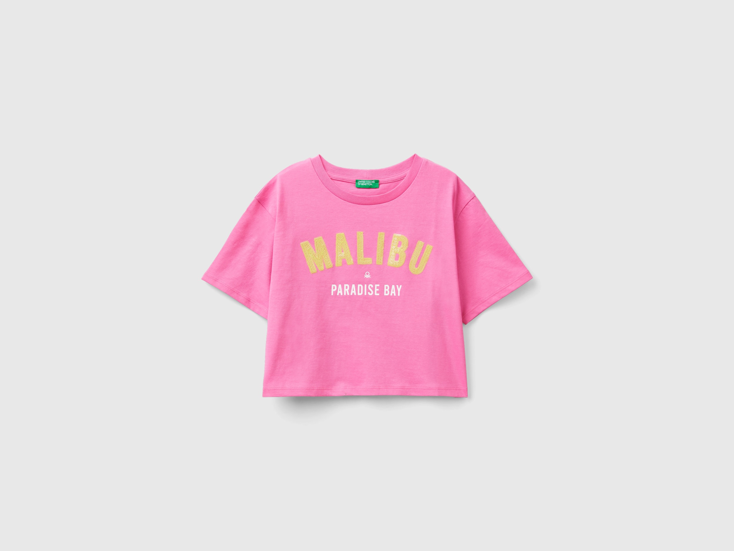 Benetton, Maglietta Boxy Fit Con Stampa, Rosa, Bambini