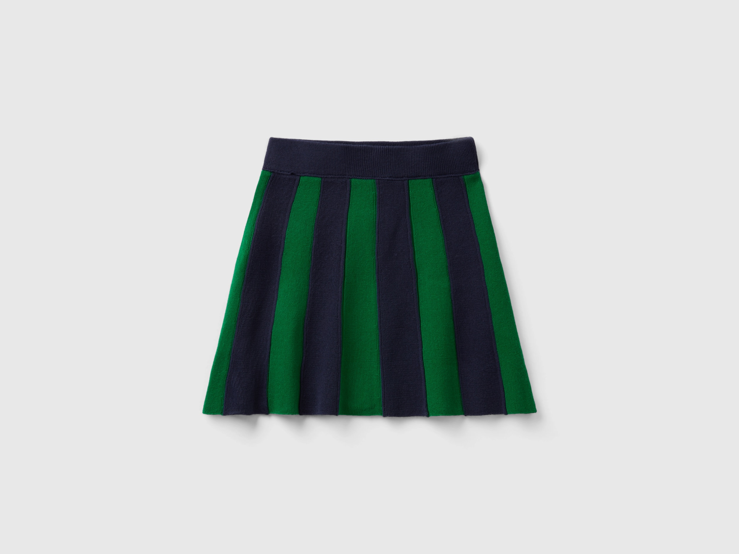 Benetton, Skirt With Vertical Stripes, size XL, Green, Kids