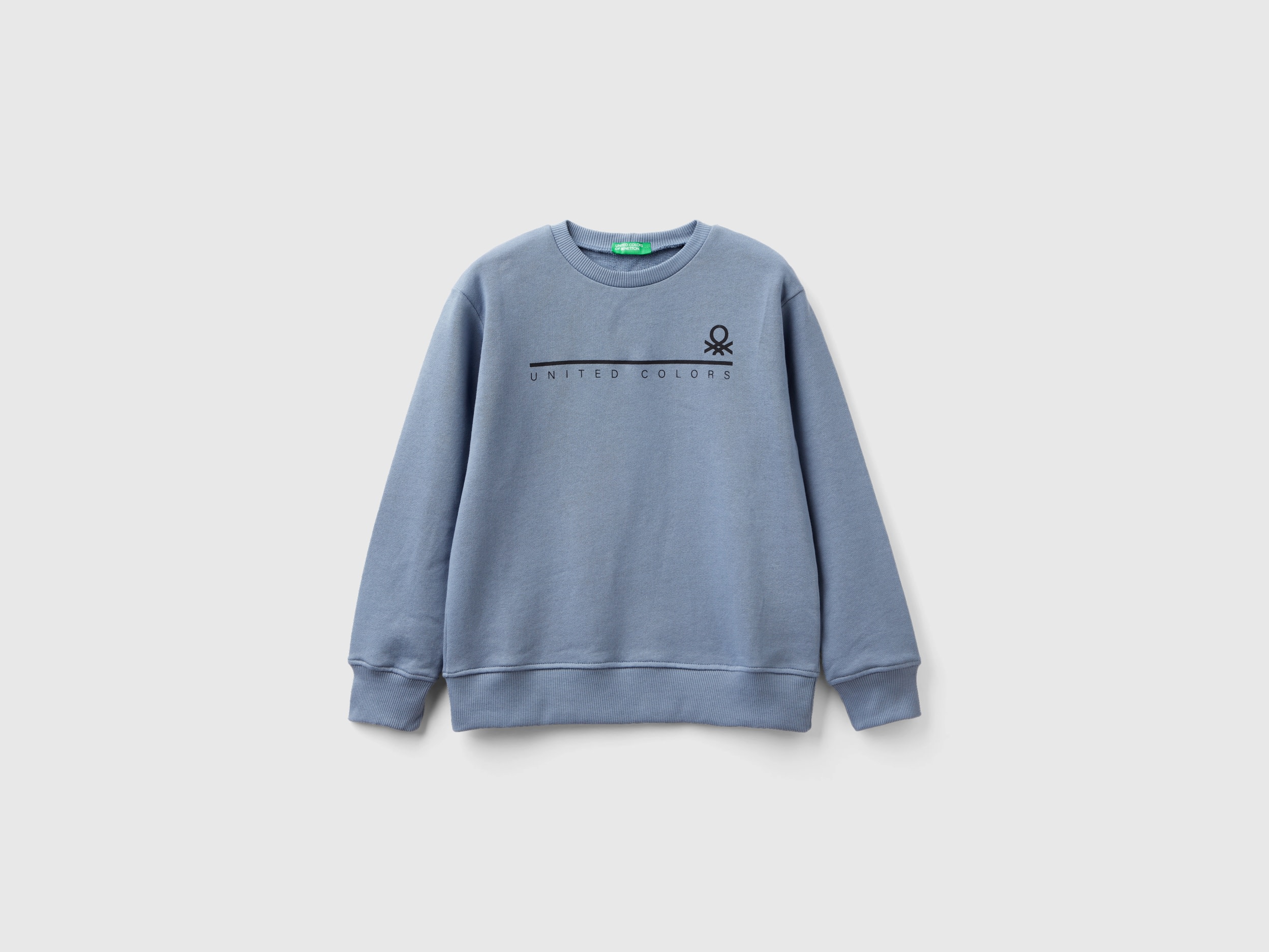 Benetton, Sweatshirt With Logo Print, size 3XL, Air Force Blue, Kids