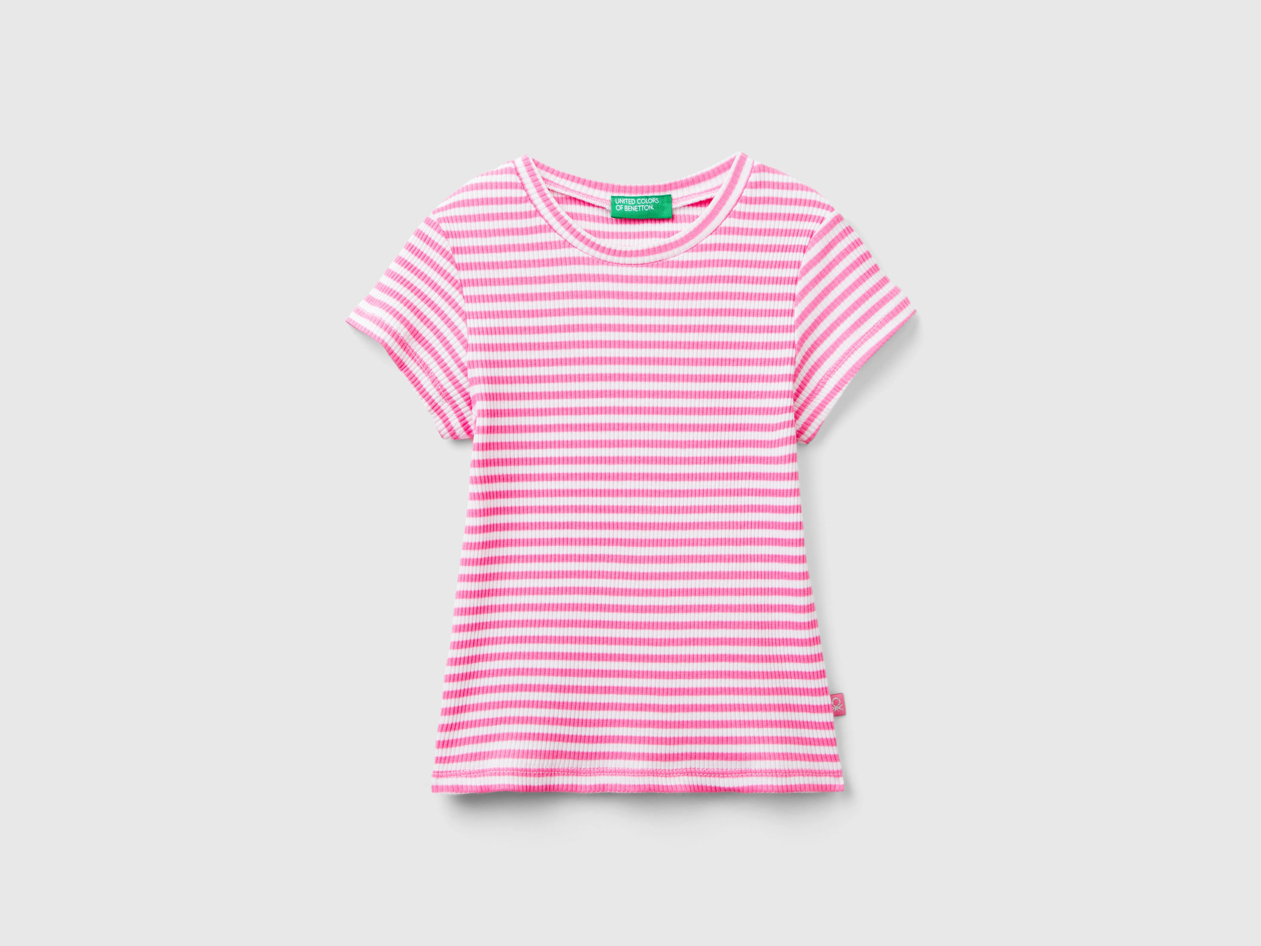 Benetton, Maglietta Slim Fit A Righe, Multicolore, Bambini