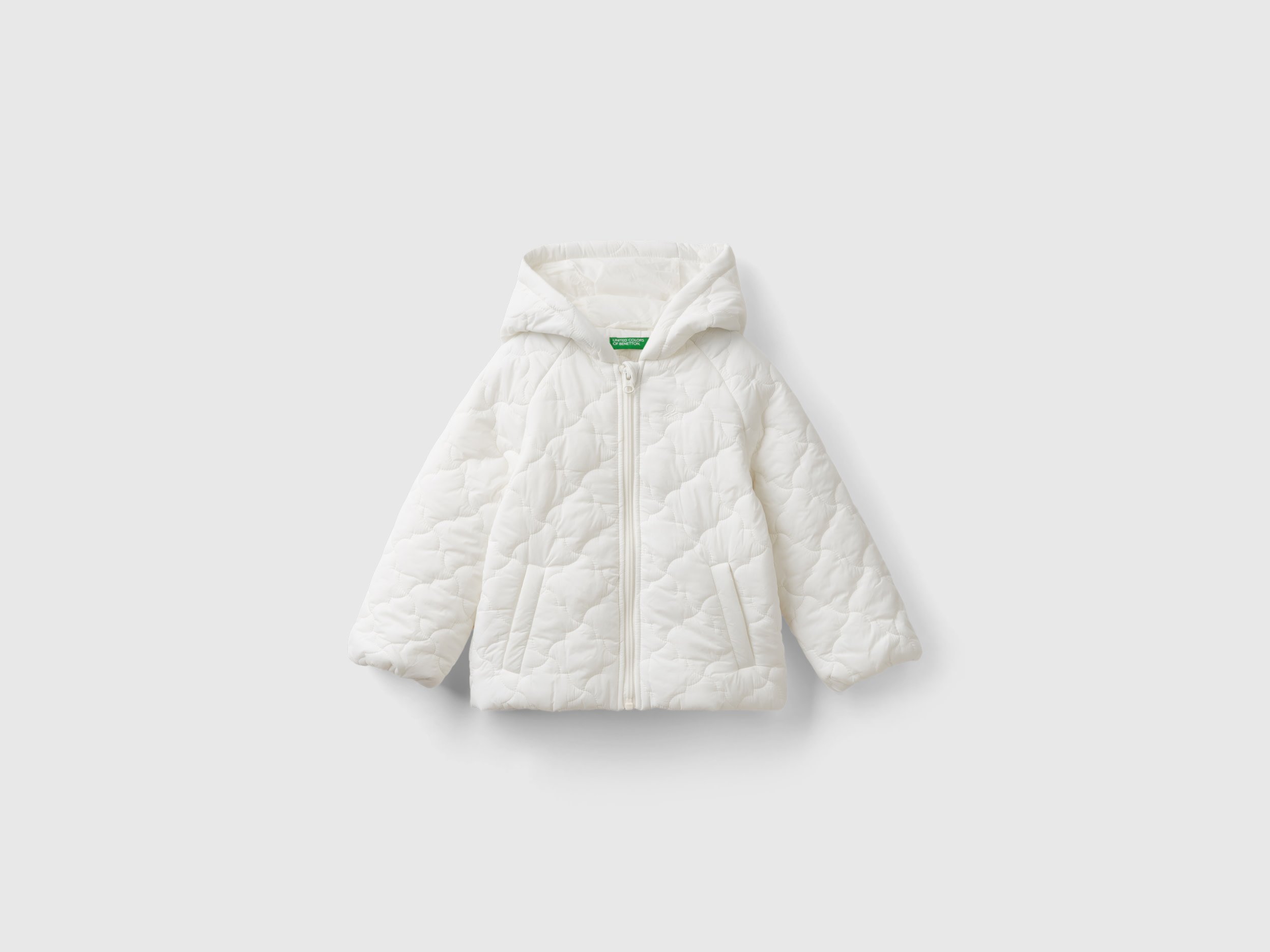 Benetton, Giubbino Leggero Trapuntato, Bianco Panna, Bambini