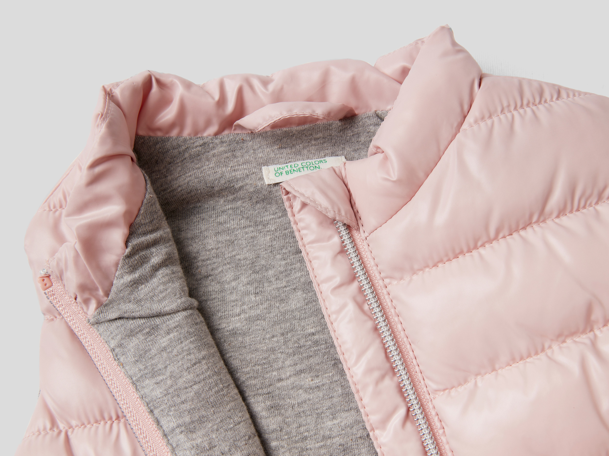 benetton, padded vest in technical fabric, taglia 1-3, pink, kids