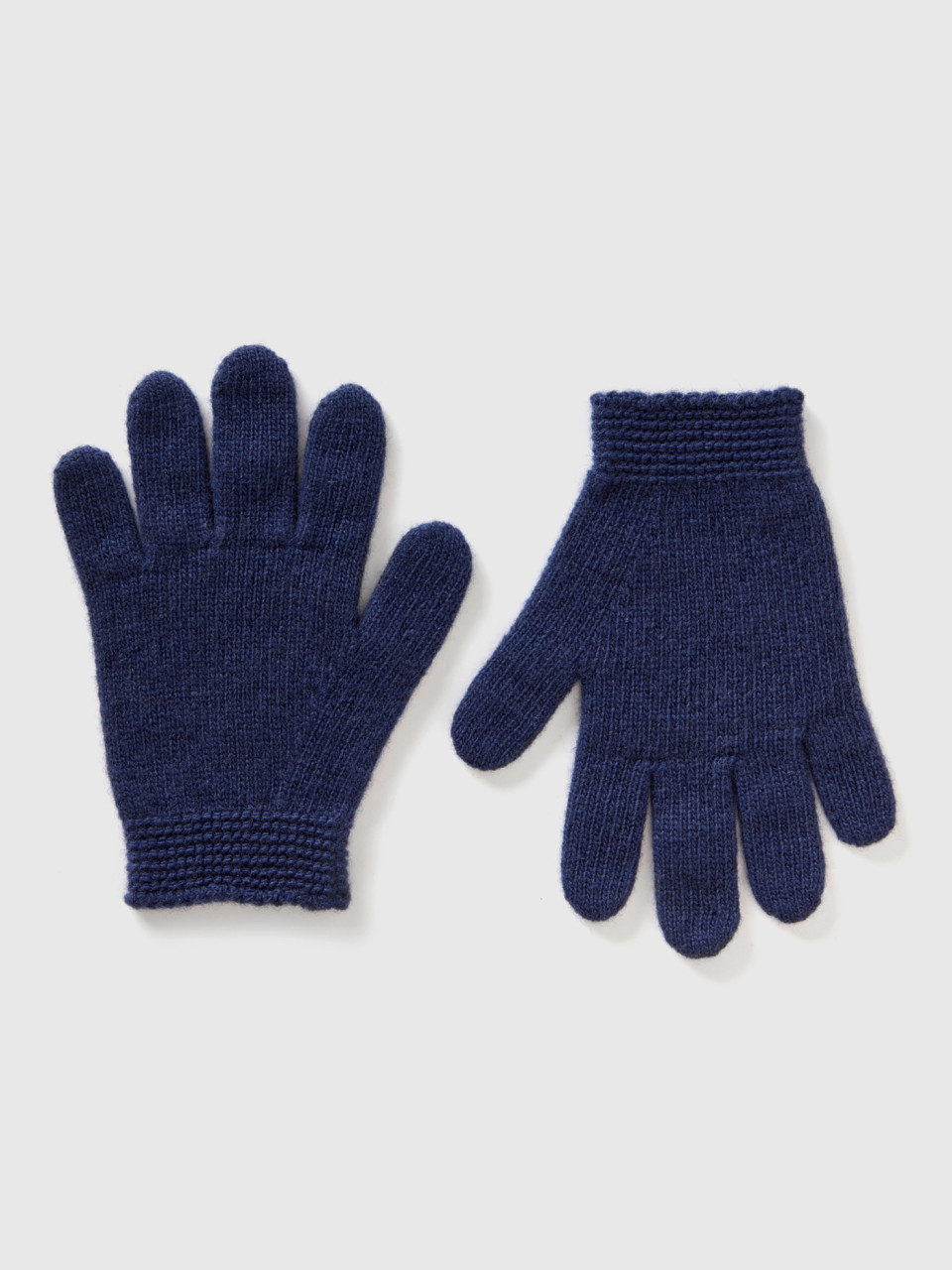 Benetton, Gloves In Stretch Wool Blend, Dark Blue, Kids