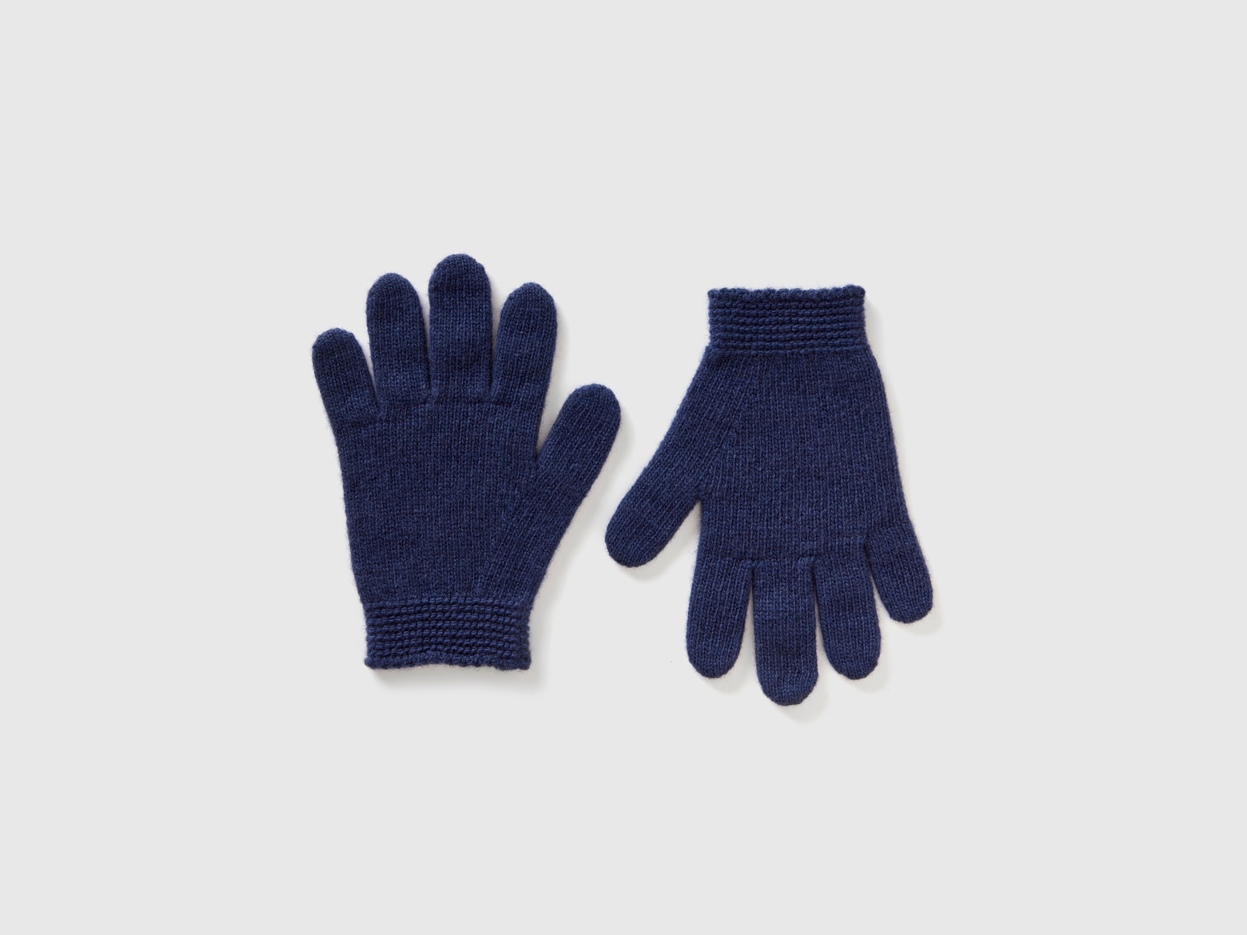 Benetton, Gloves In Stretch Wool Blend, size 1-3, Dark Blue, Kids