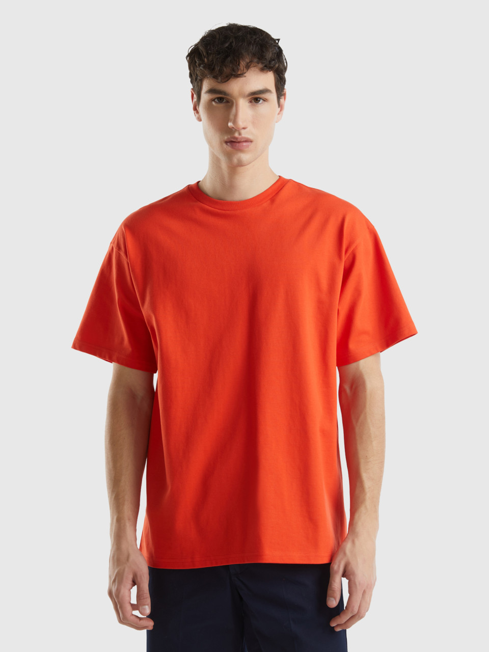 Benetton, Over Fit T-shirt Aus Bio-baumwolle, , male