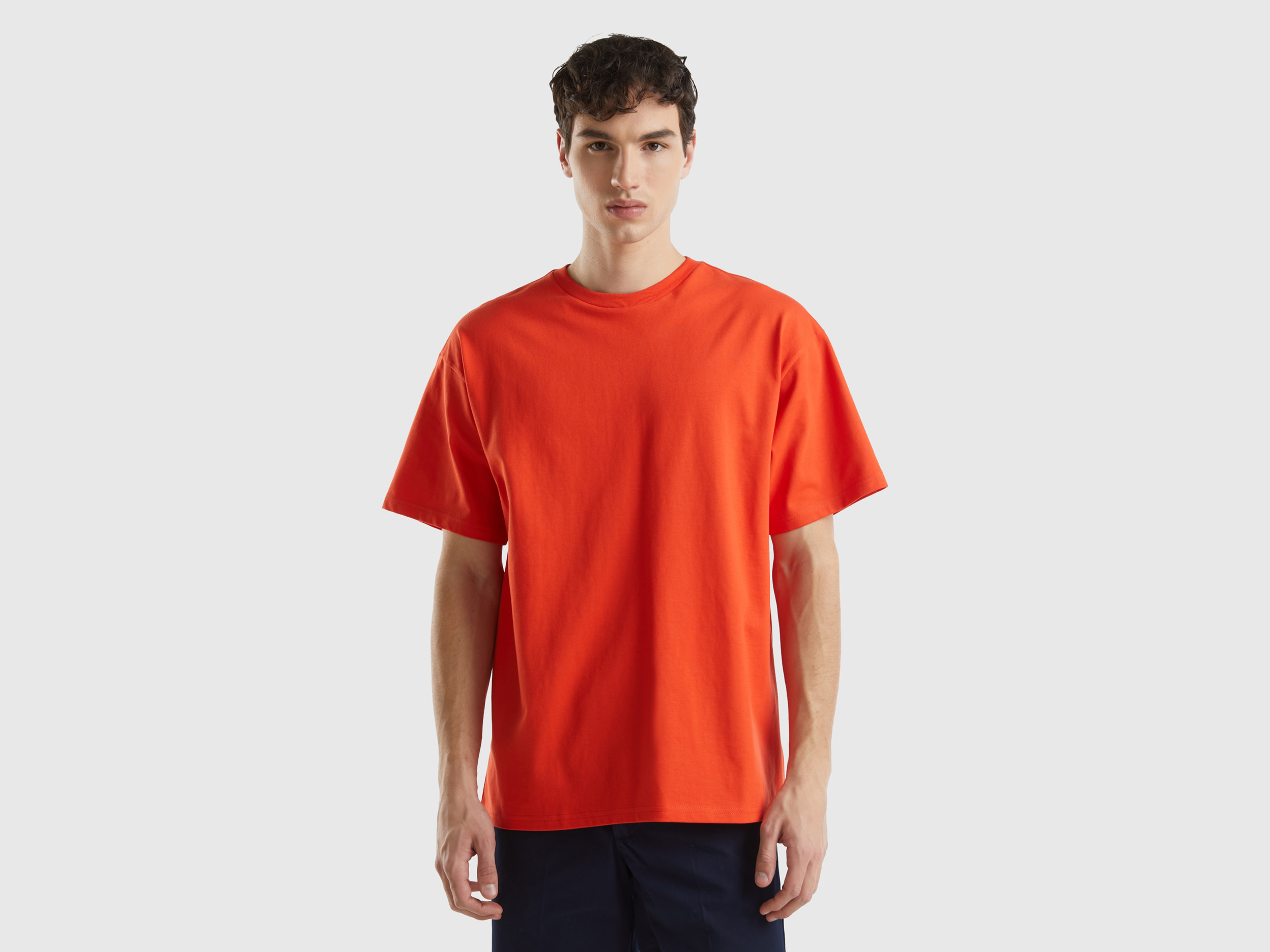Image of Benetton, Oversized T-shirt In Organic Cotton, size L, , Men