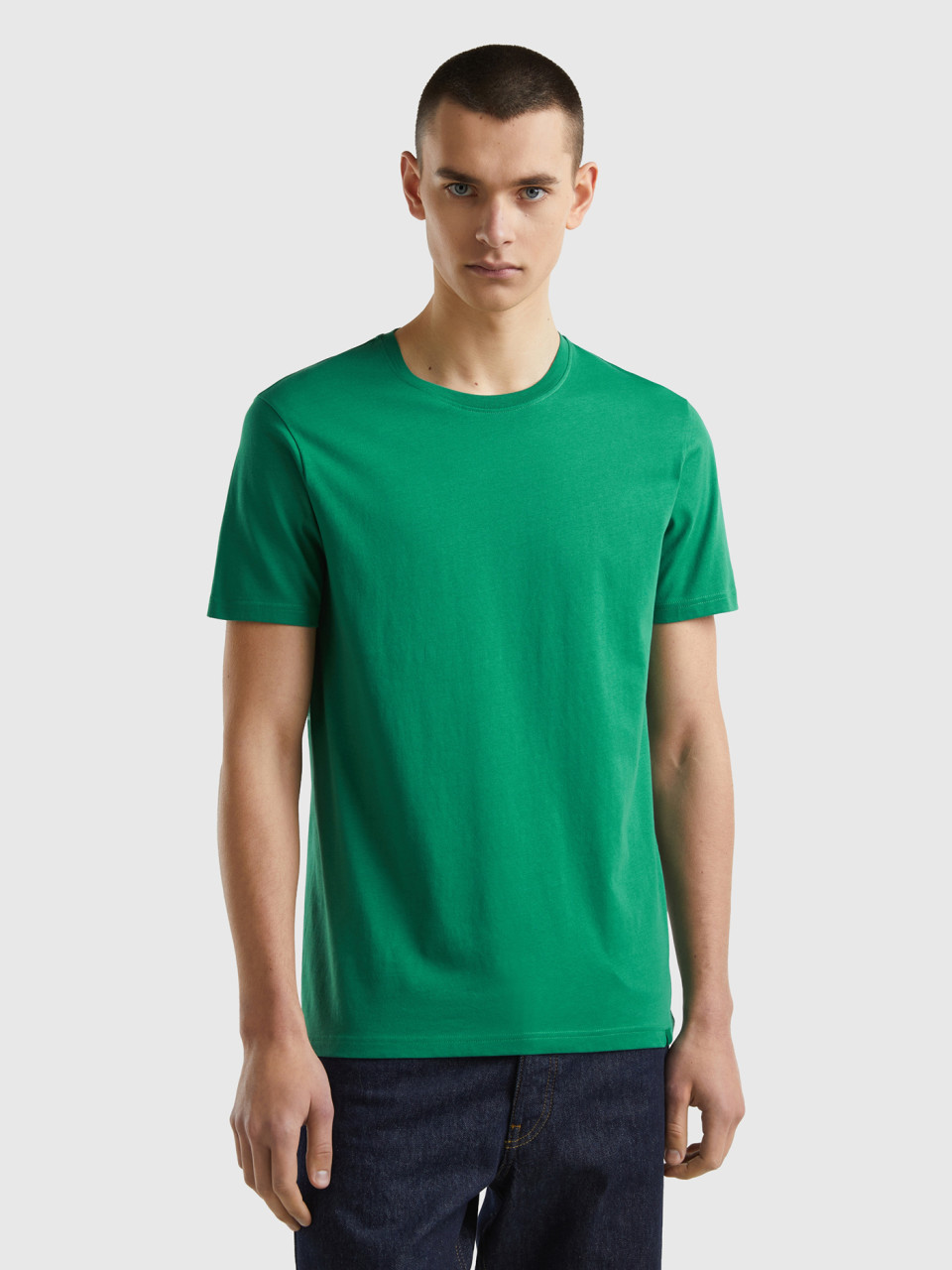 Benetton, Dark Green T-shirt, Dark Green, Men
