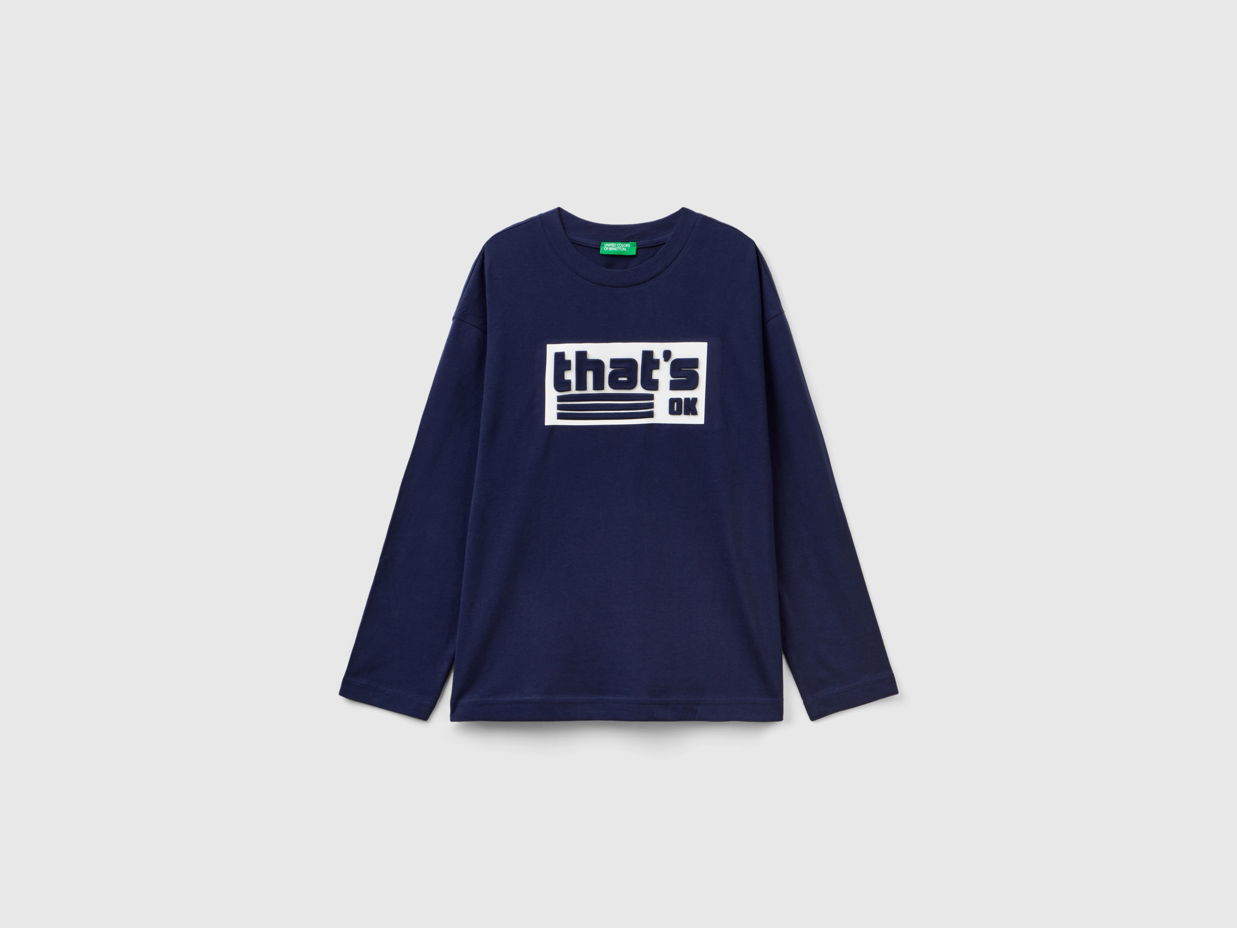 Benetton, T-shirt In Warm Cotton With Print, size M, Dark Blue, Kids