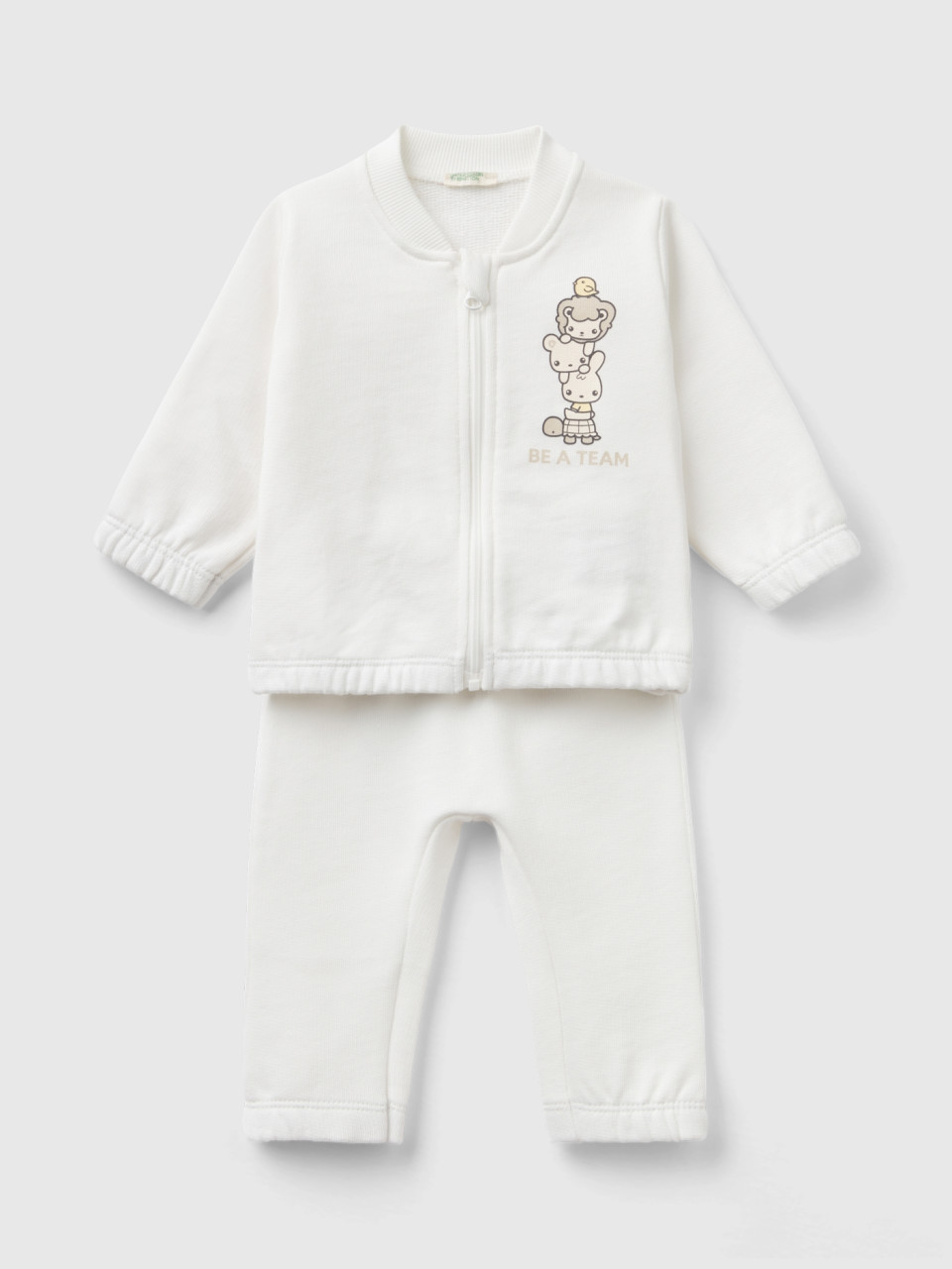 Benetton, Organic Cotton Sweat Outfit, Creamy White, Kids
