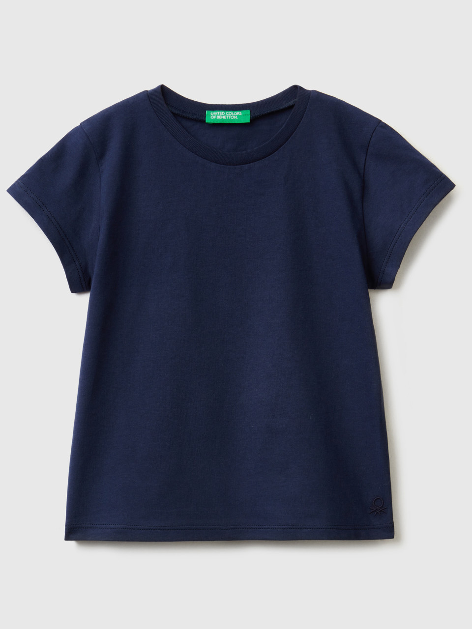 Benetton, T-shirt 100 % Coton Bio, Bleu Foncé, Enfants