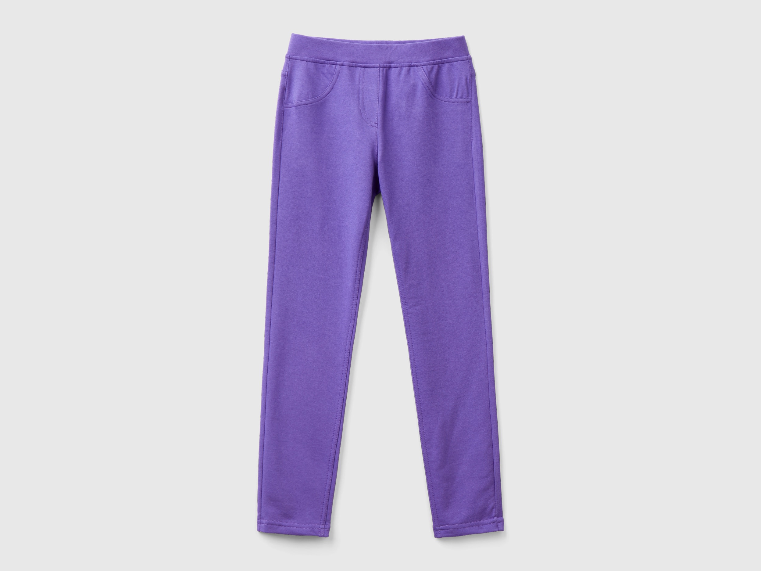 Benetton, Stretch Sweat Fabric Jeggings, size S, Violet, Kids