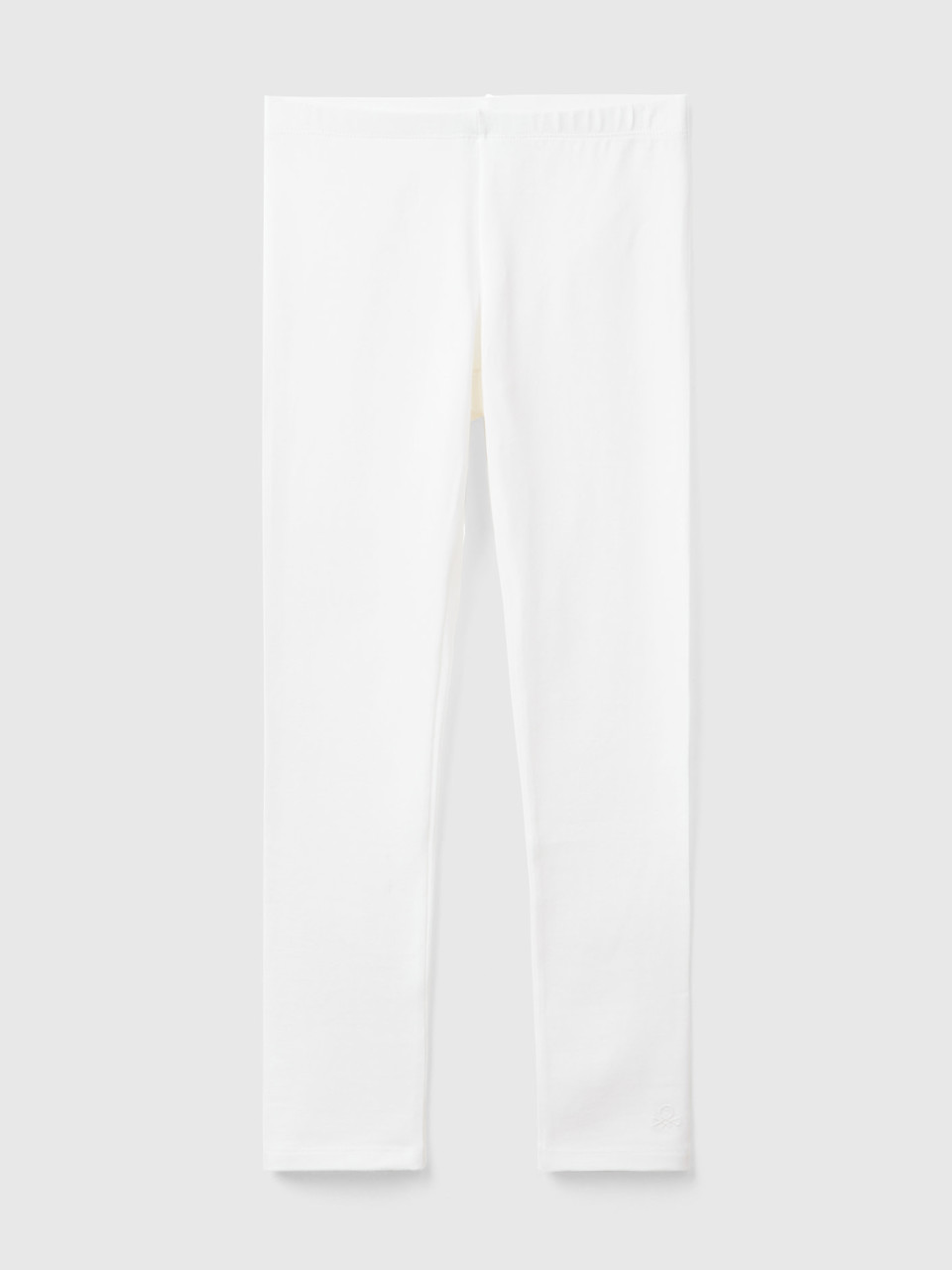 Benetton, Leggings In Stretch Cotton With Logo, White, Kids
