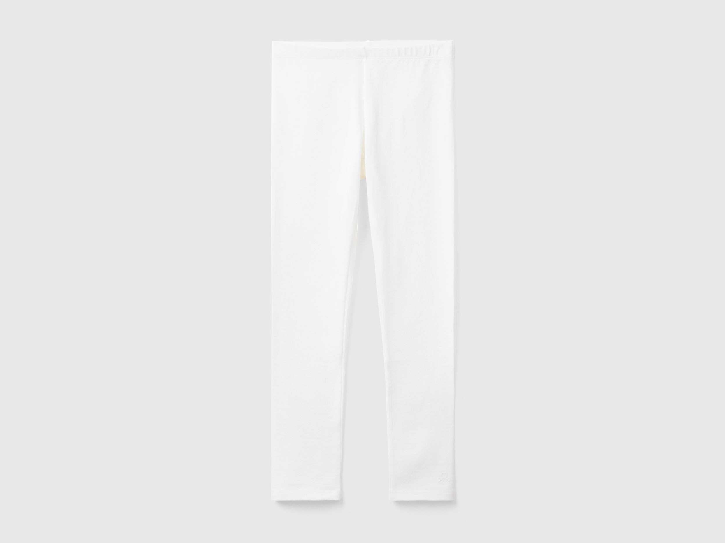 Benetton, Leggings In Stretch Cotton With Logo, size 2XL, White, Kids
