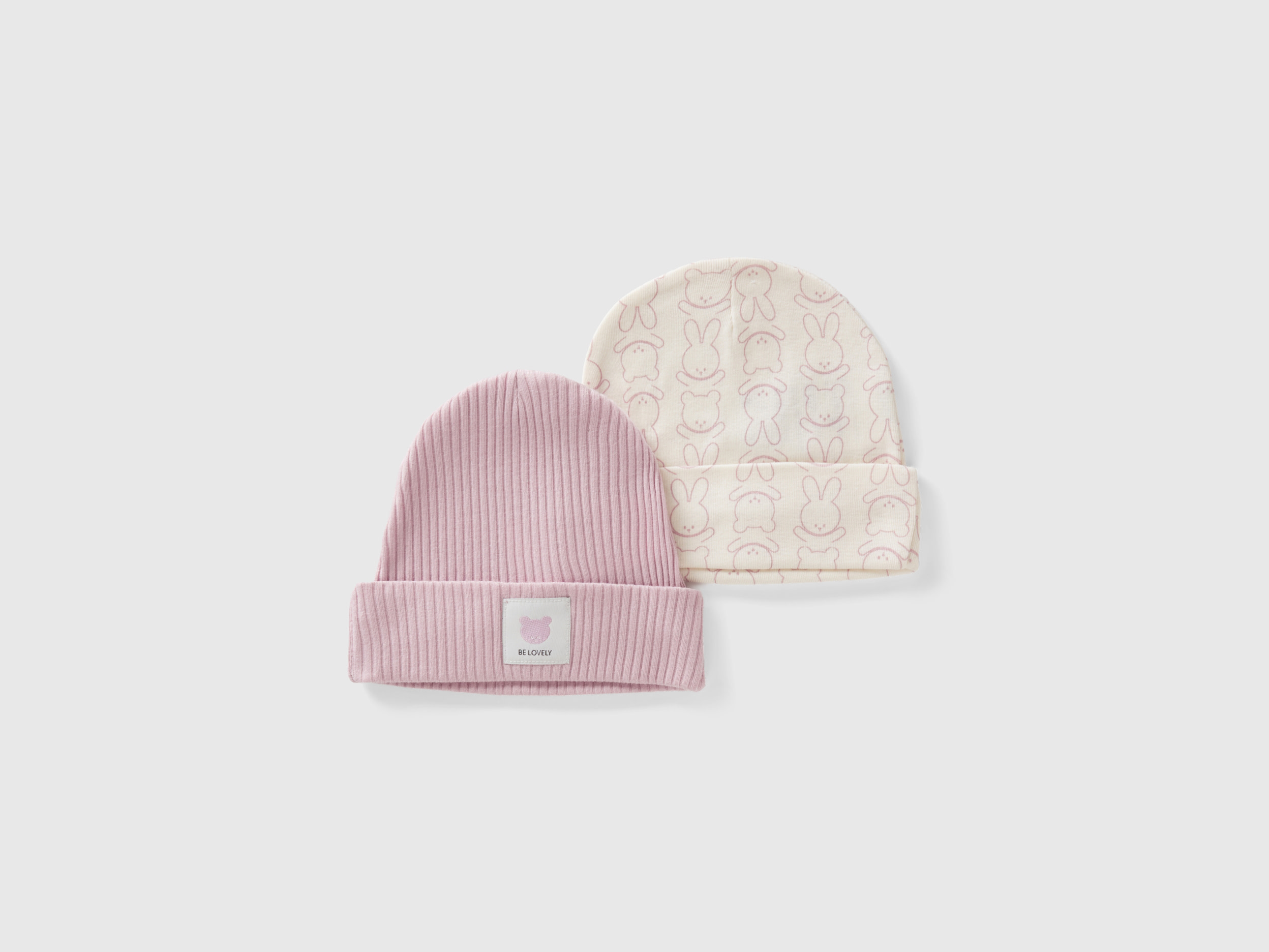 Benetton, Two Caps In Organic Cotton, size 9-18, Pink, Kids