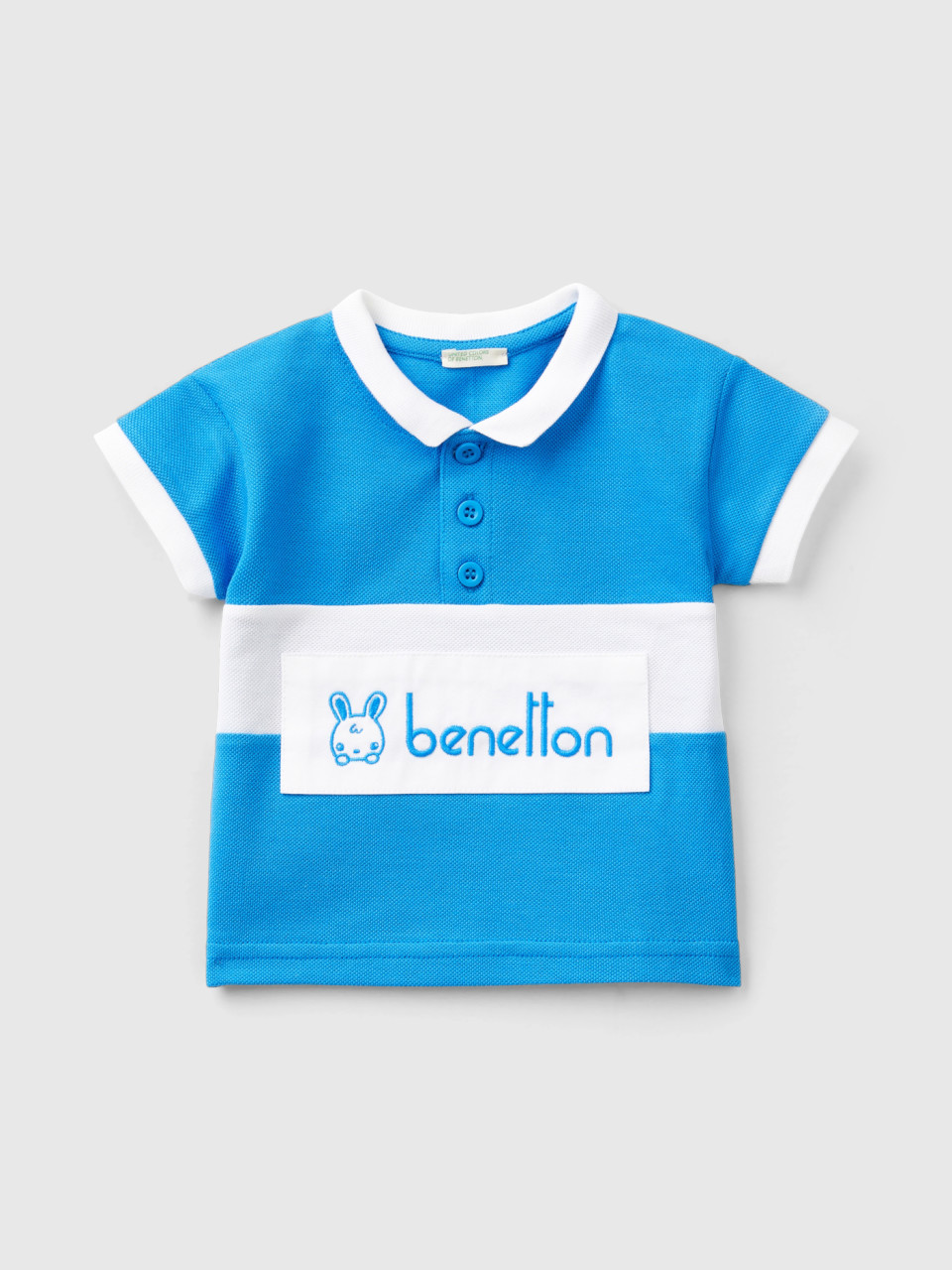 Benetton, Polo En Coton Bio, Bleu, Enfants