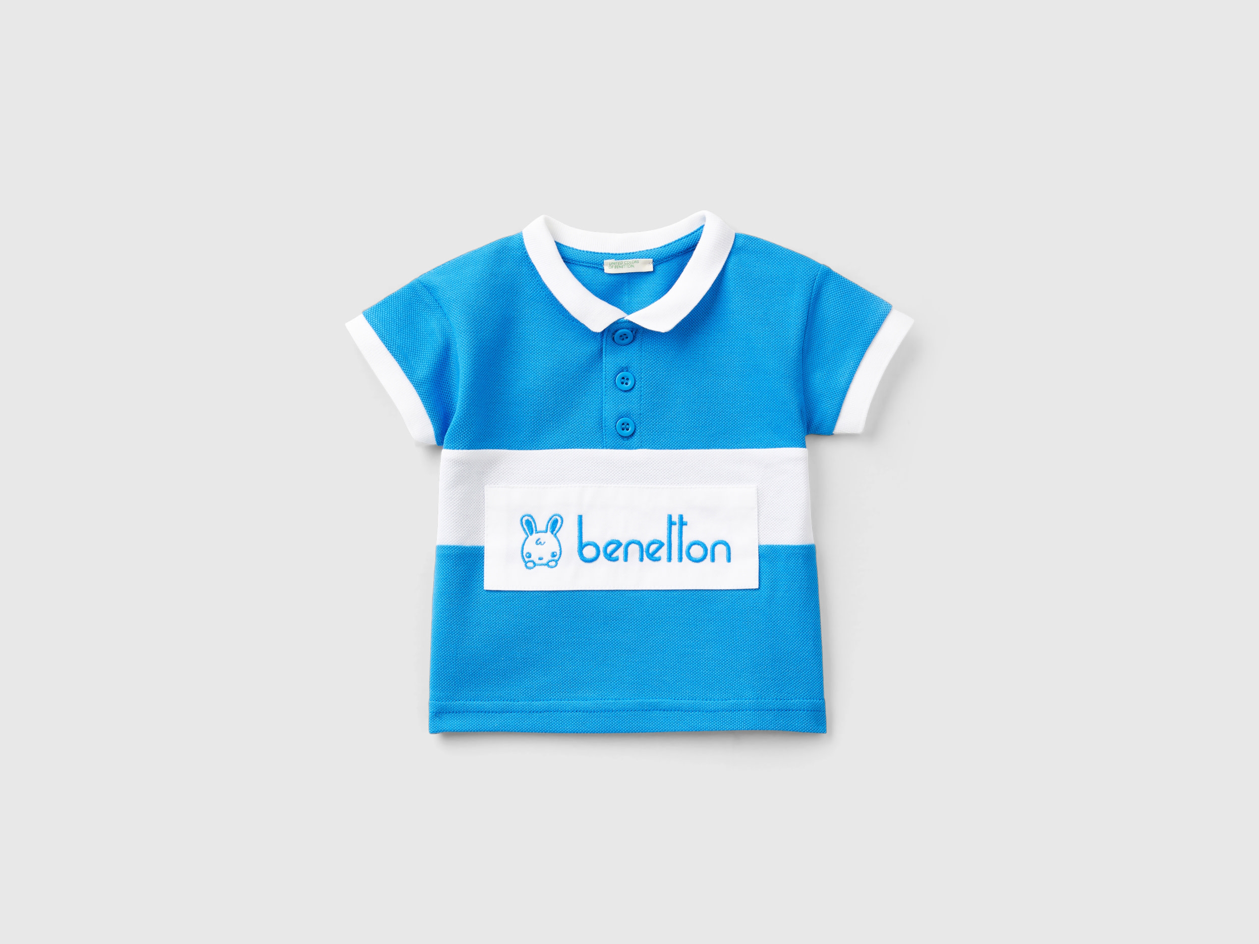 Image of Benetton, Polo In Organic Cotton, size 74, Blue, Kids