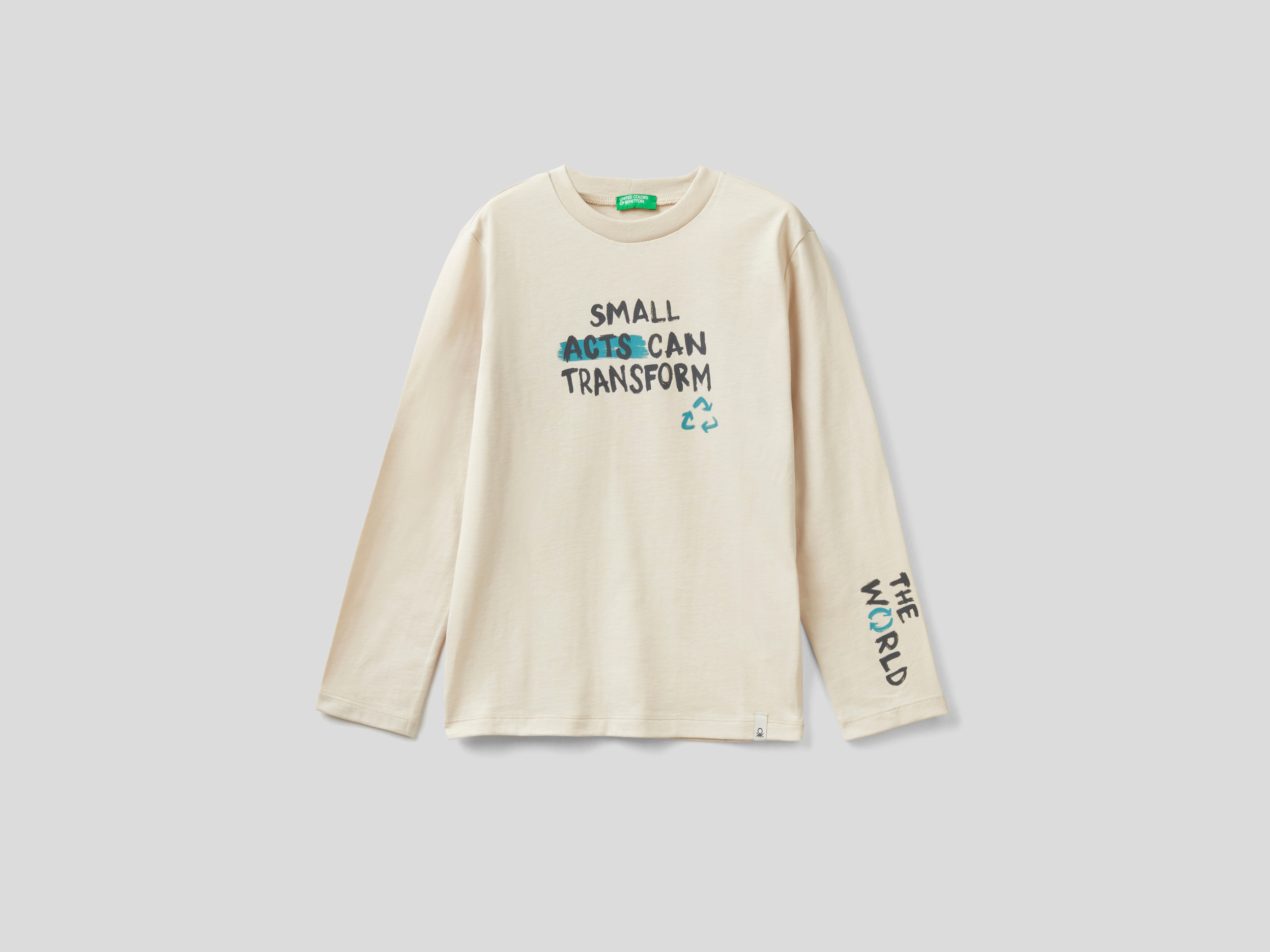Benetton, T-shirt Chaud À Imprimé, taille , Crème, Enfants