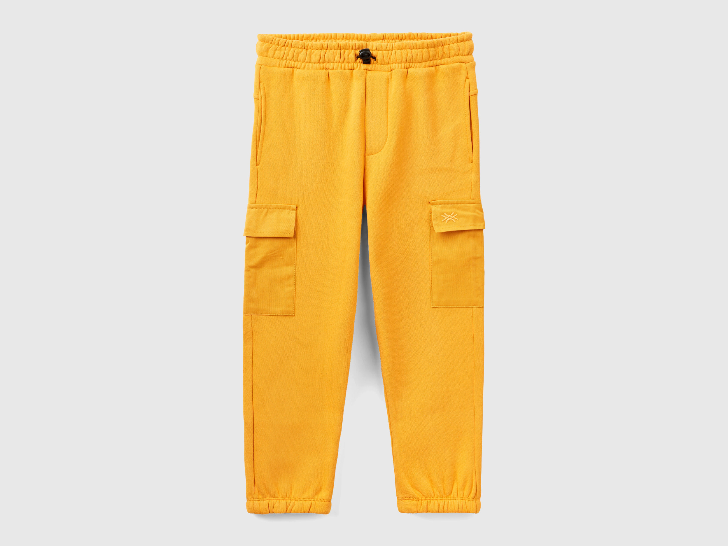 Benetton, Warm Fleece Cargo Joggers, size 3XL, Yellow, Kids