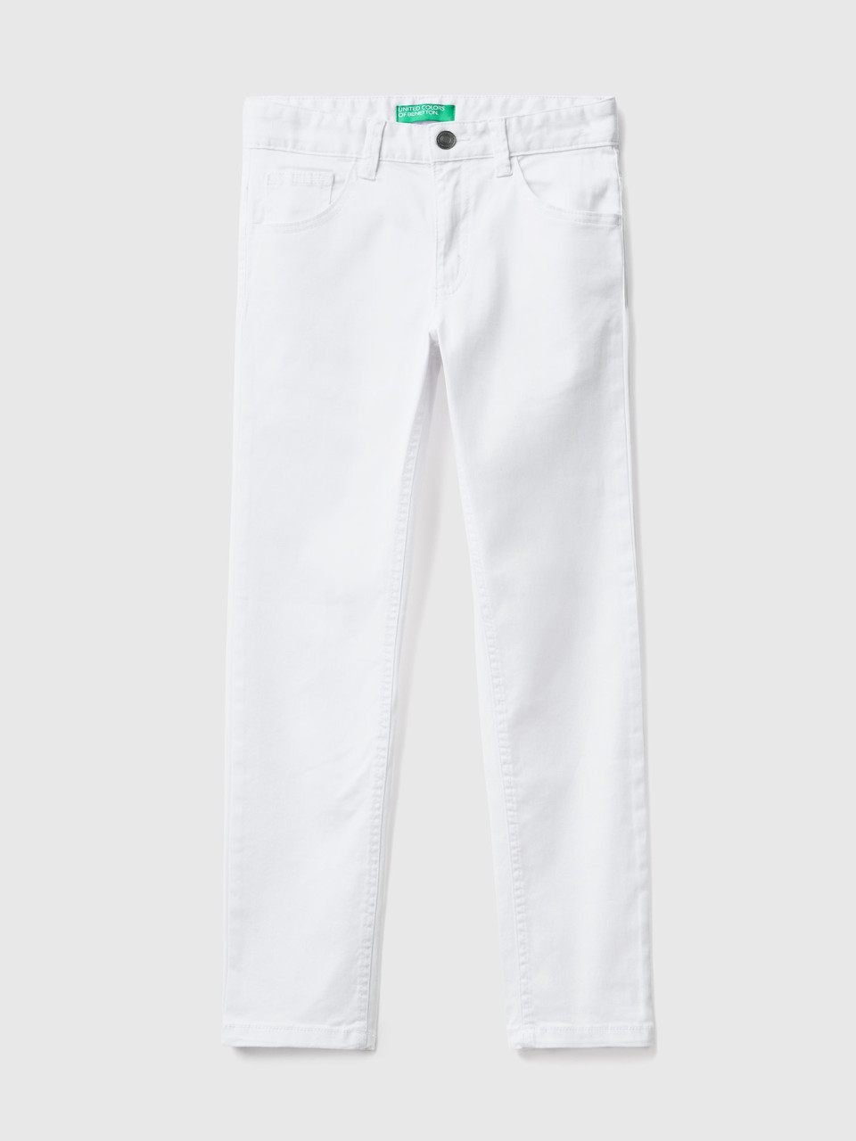 Benetton, Five Pocket Slim Fit Trousers, White, Kids