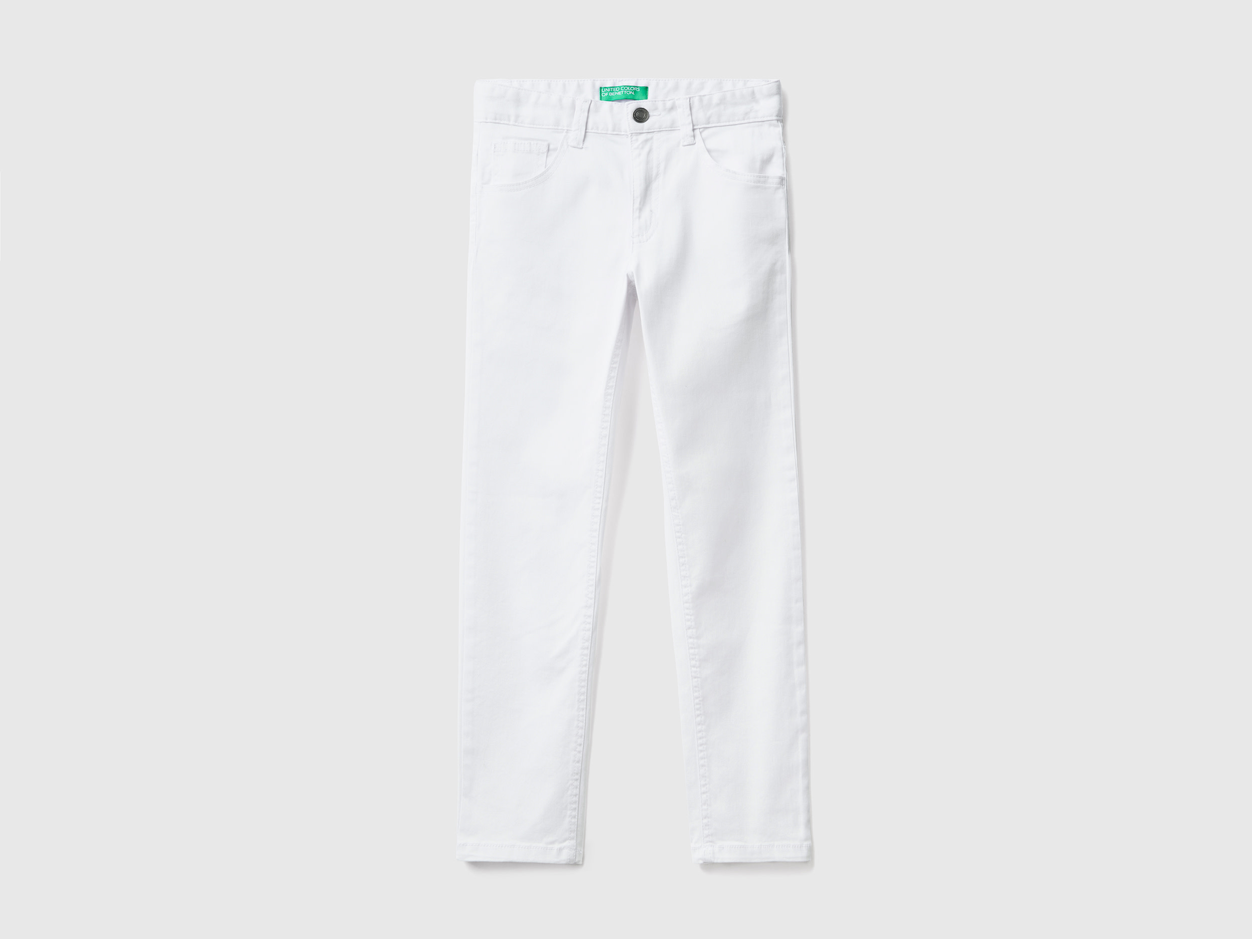 Benetton, Five Pocket Slim Fit Trousers, size L, White, Kids