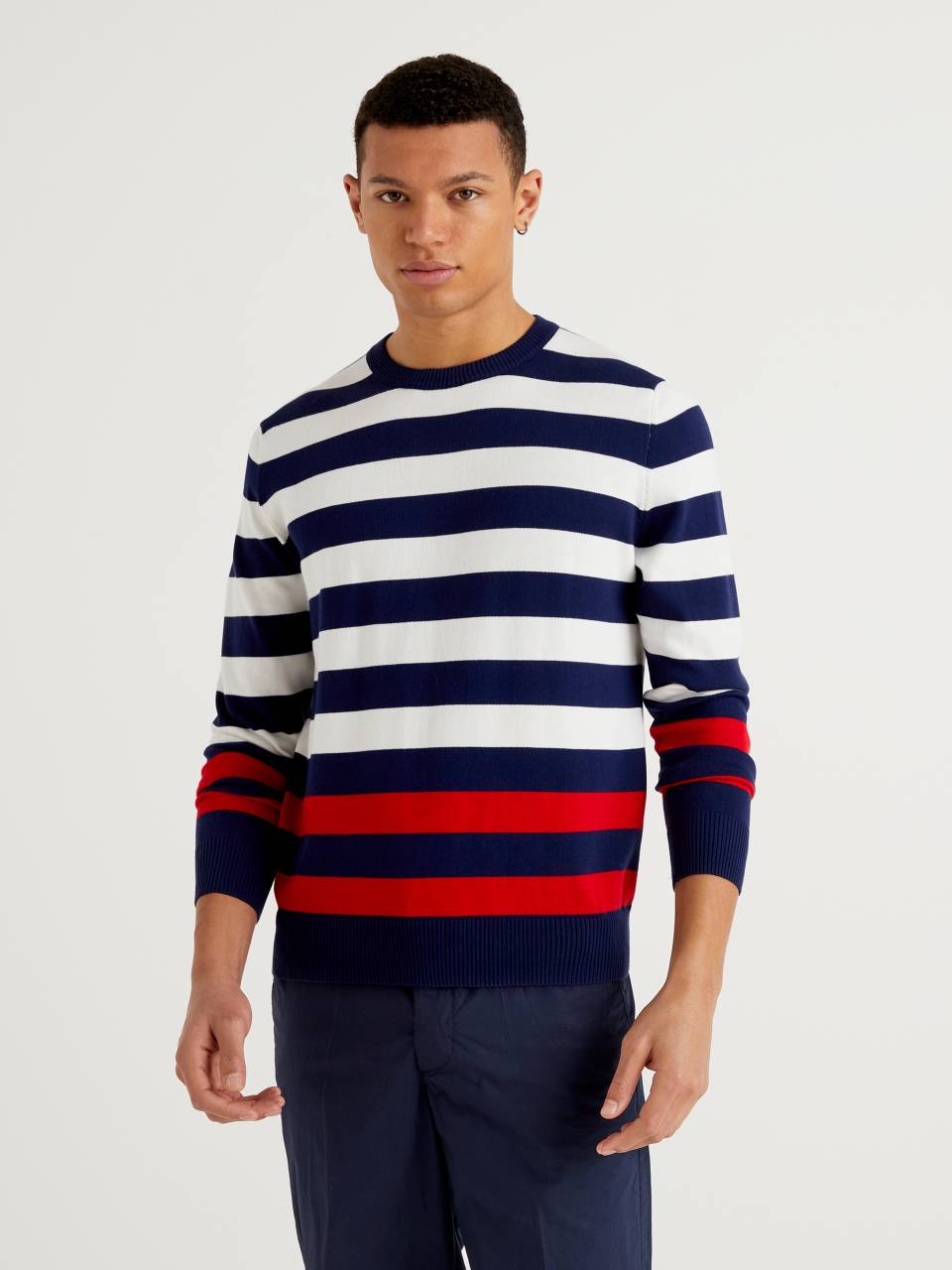 Benetton Striped 100% cotton sweater. 1