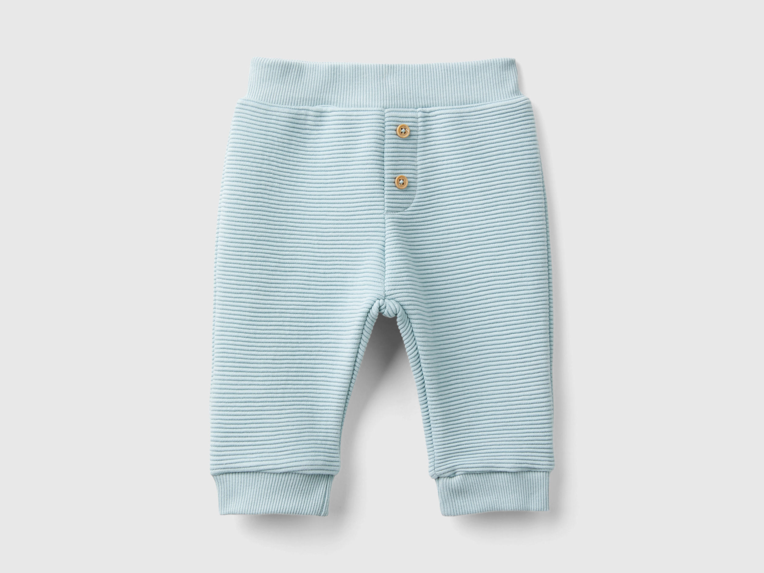 Benetton, Pantaloni In Caldo Misto Cotone, Verde Acqua, Bambini