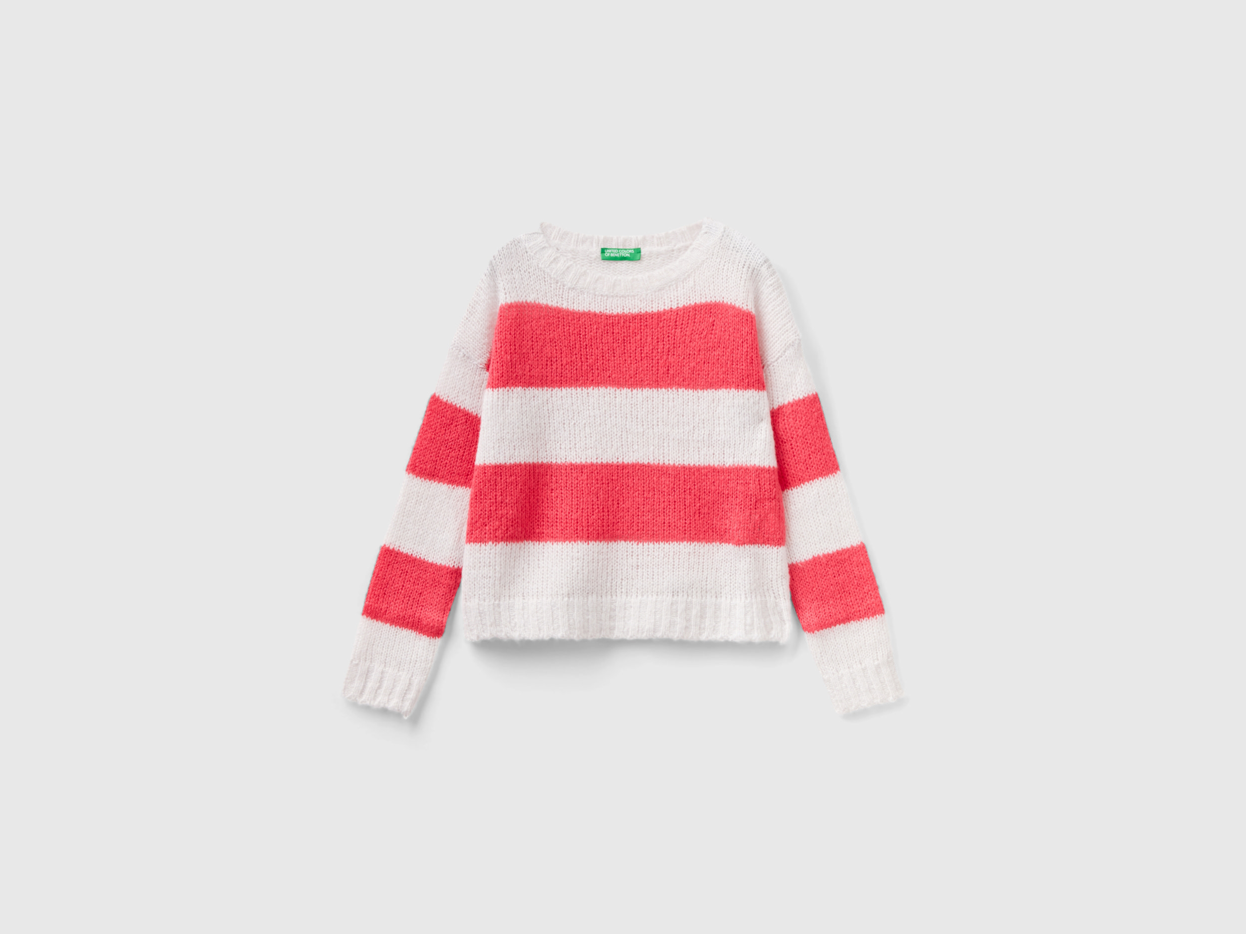 Benetton, Sweater With Two-tone Stripes, size XL, Cyclamen, Kids