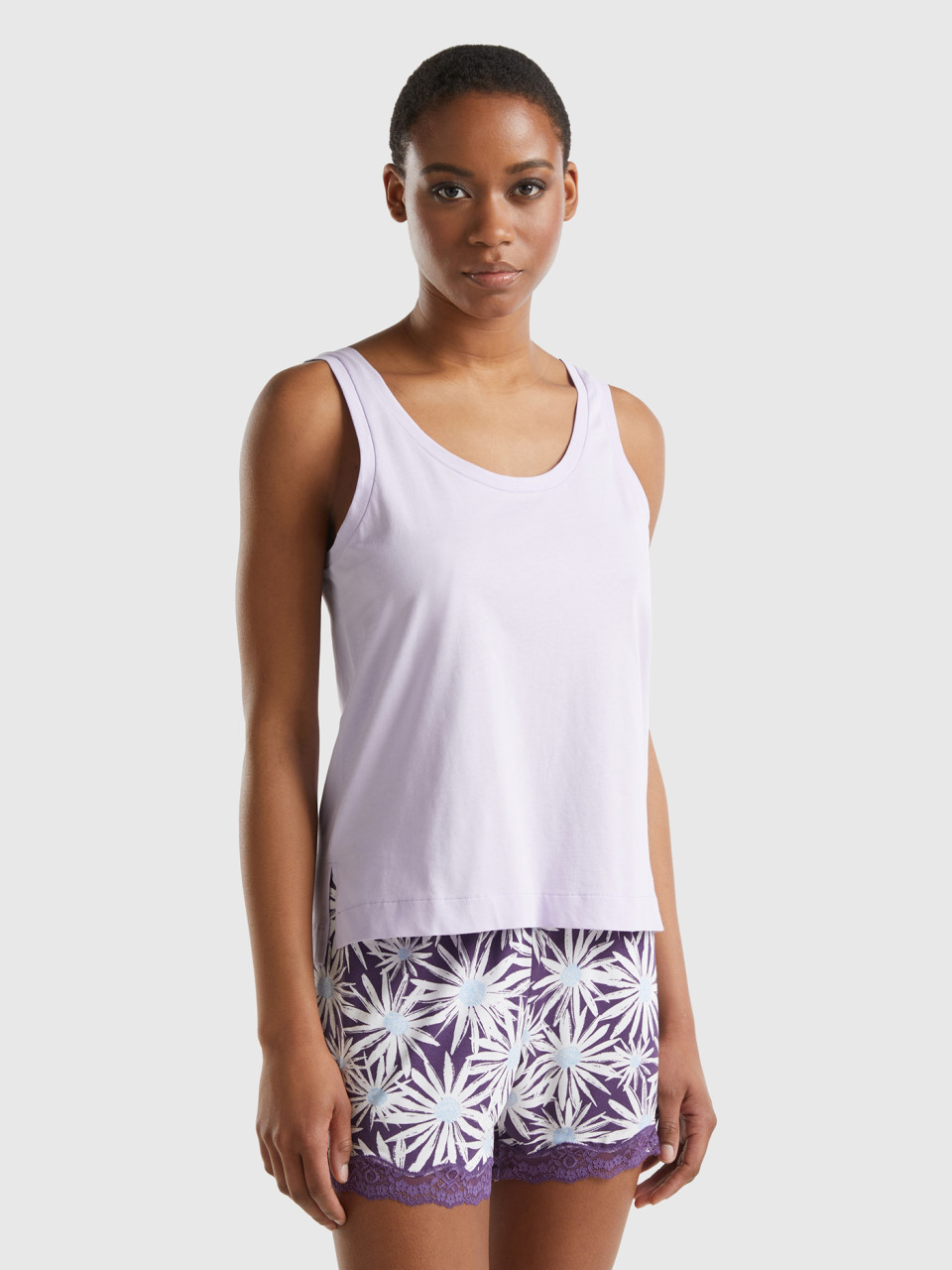 Benetton, Tank Top With Slits, Lilac, Women
