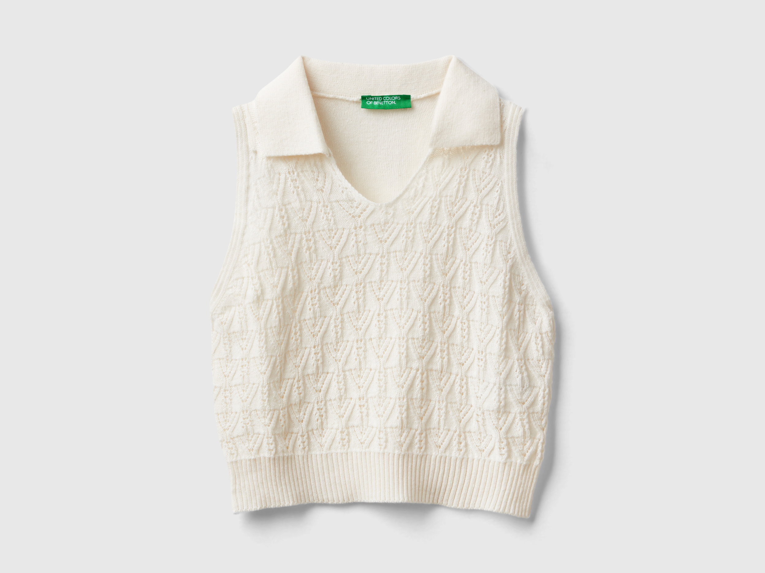 Image of Benetton, Polo-style Top, size XL, Creamy White, Kids