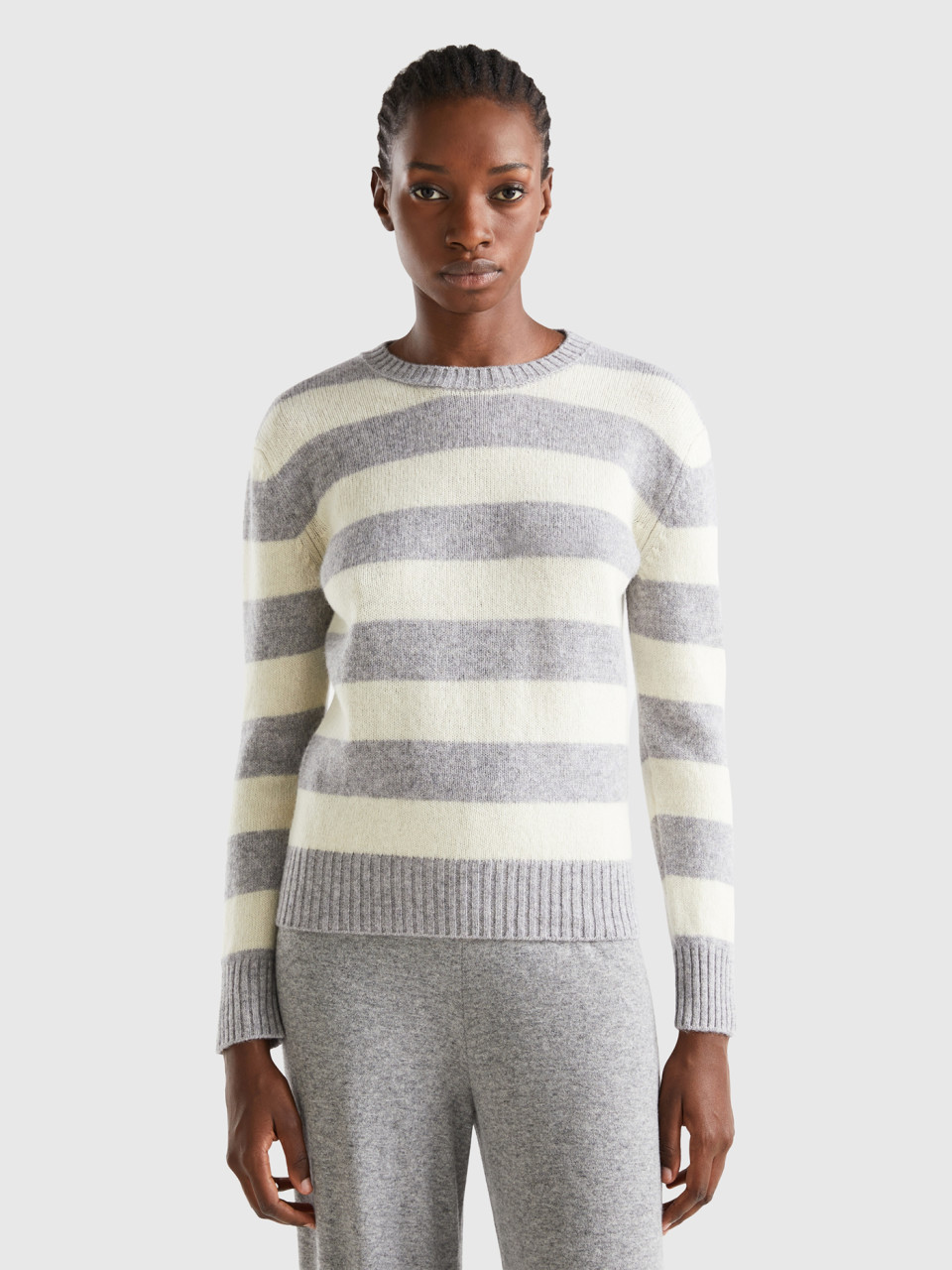 Benetton, Striped Sweater In Pure Shetland Wool, Multi-color, Women
