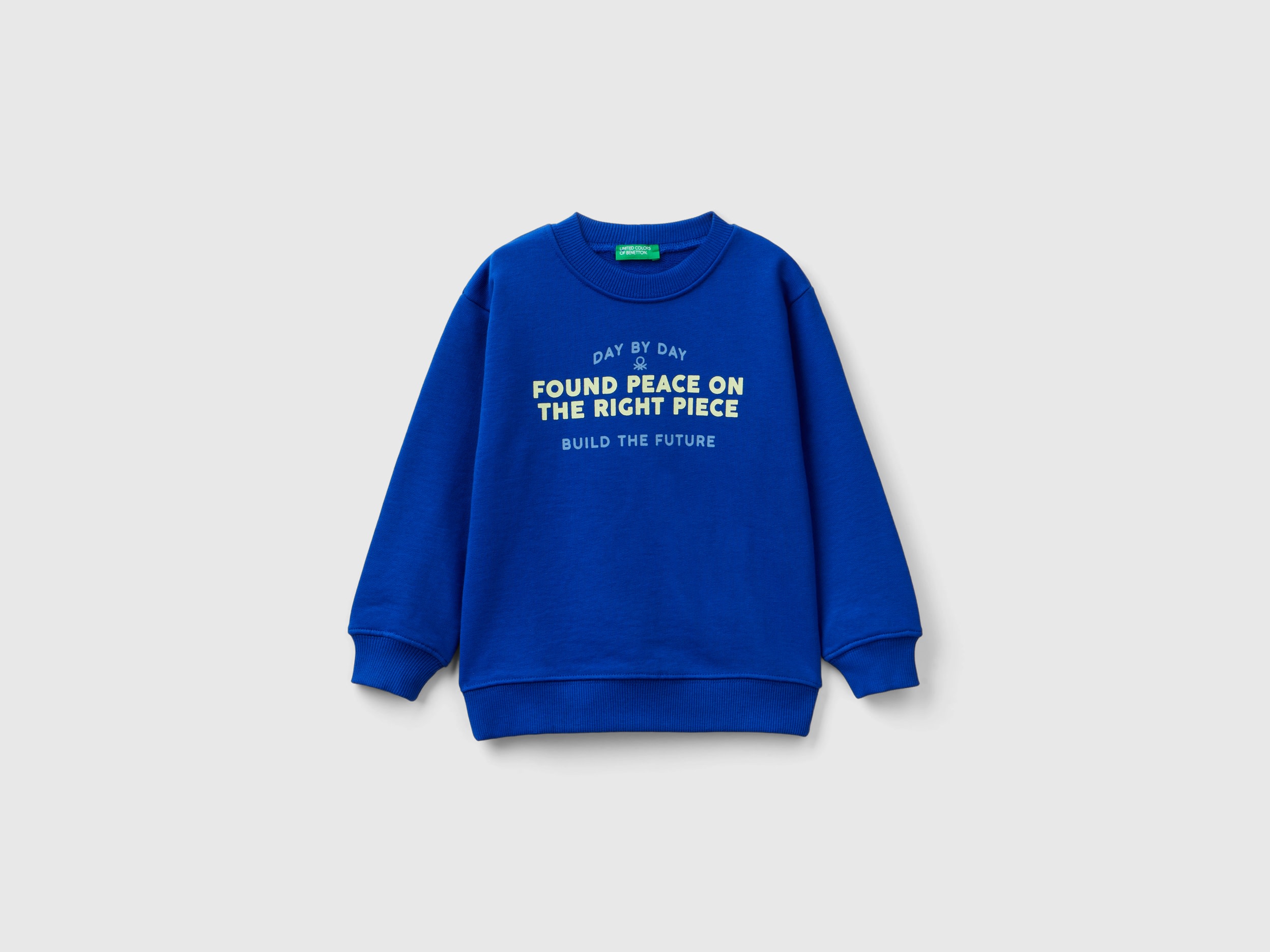 Benetton, Felpa Girocollo Con Stampa, Bluette, Bambini