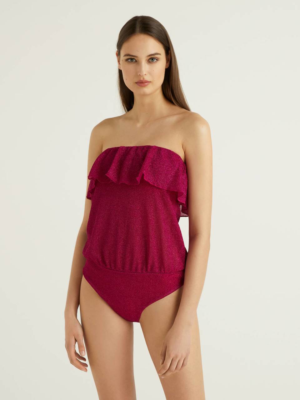 Benetton One-piece swimsuit in lurex with frill. 1