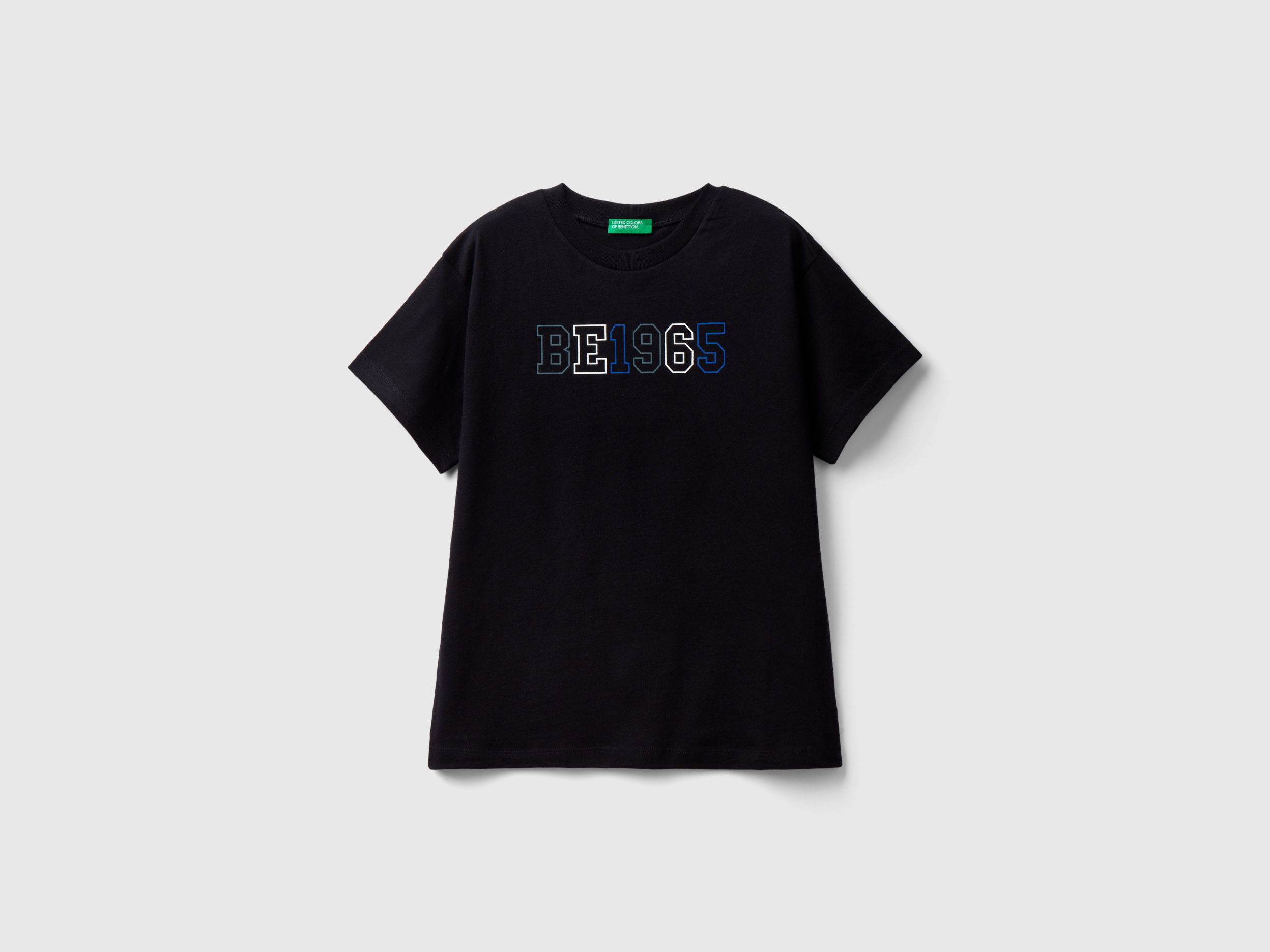 Benetton, 100% Organic Cotton T-shirt, size L, Black, Kids
