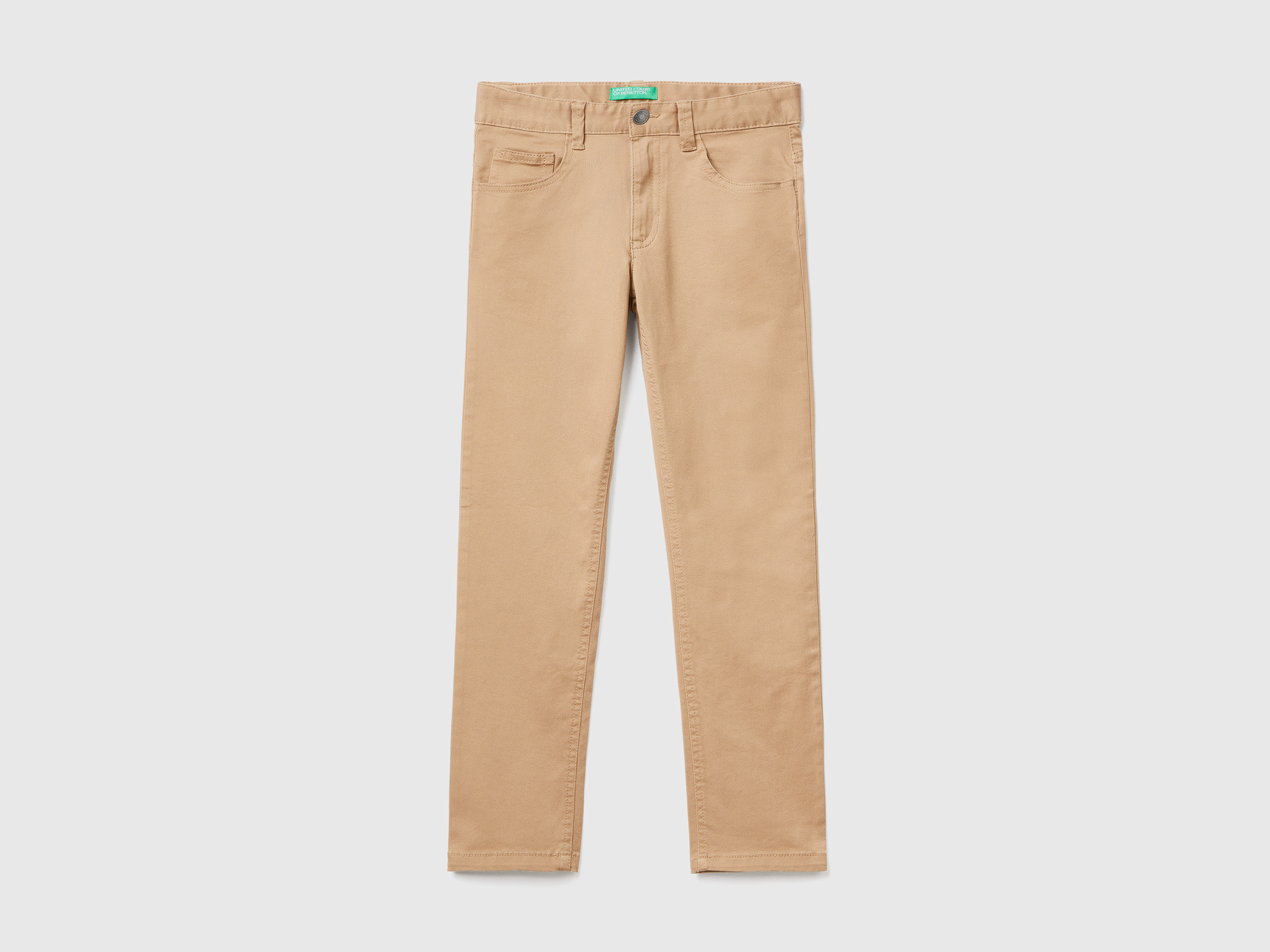 Benetton, Pantaloni Slim Fit Cinque Tasche, Cammello, Bambini