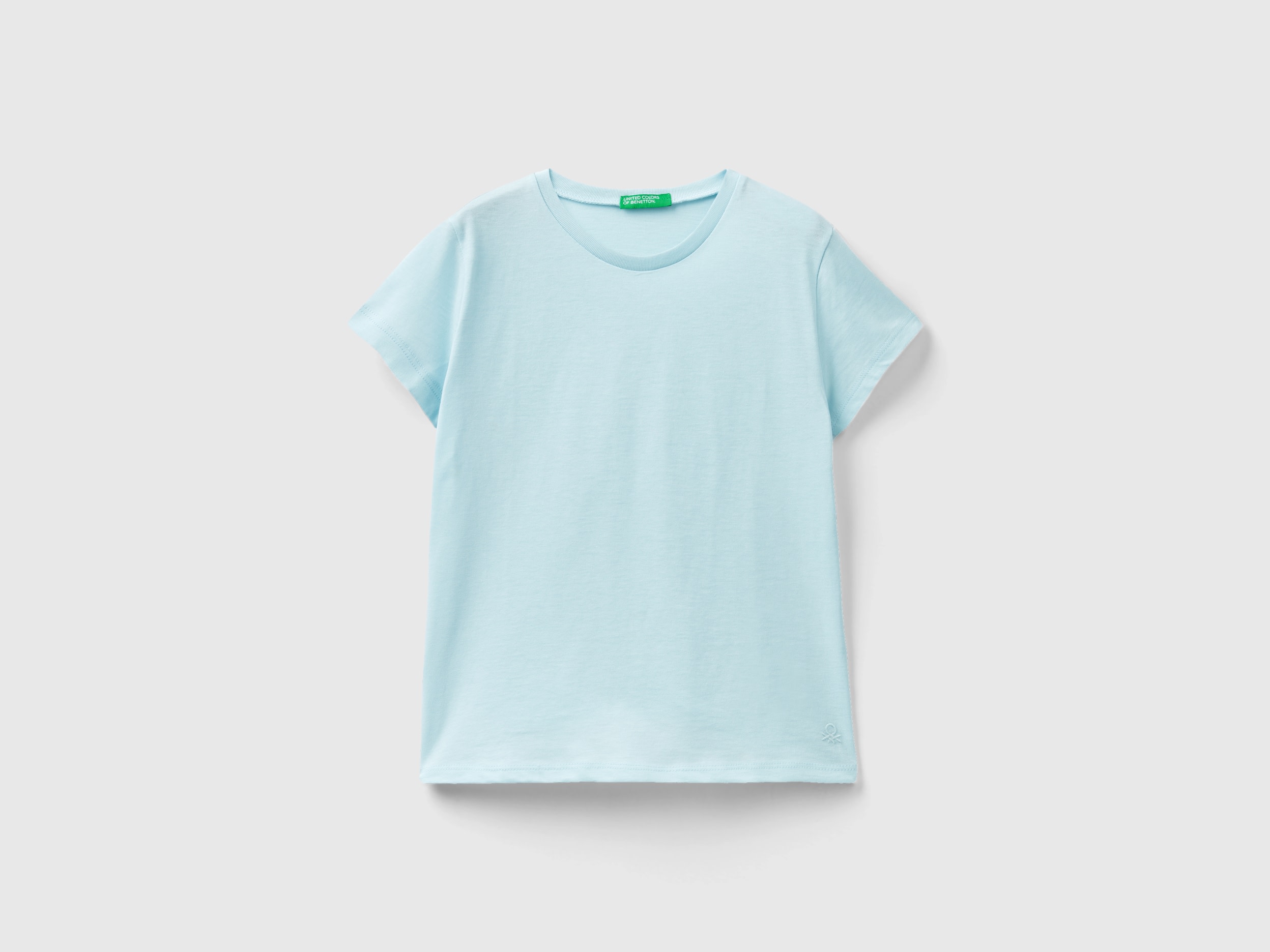 Benetton, T-shirt In Pure Organic Cotton, size XL, Aqua, Kids