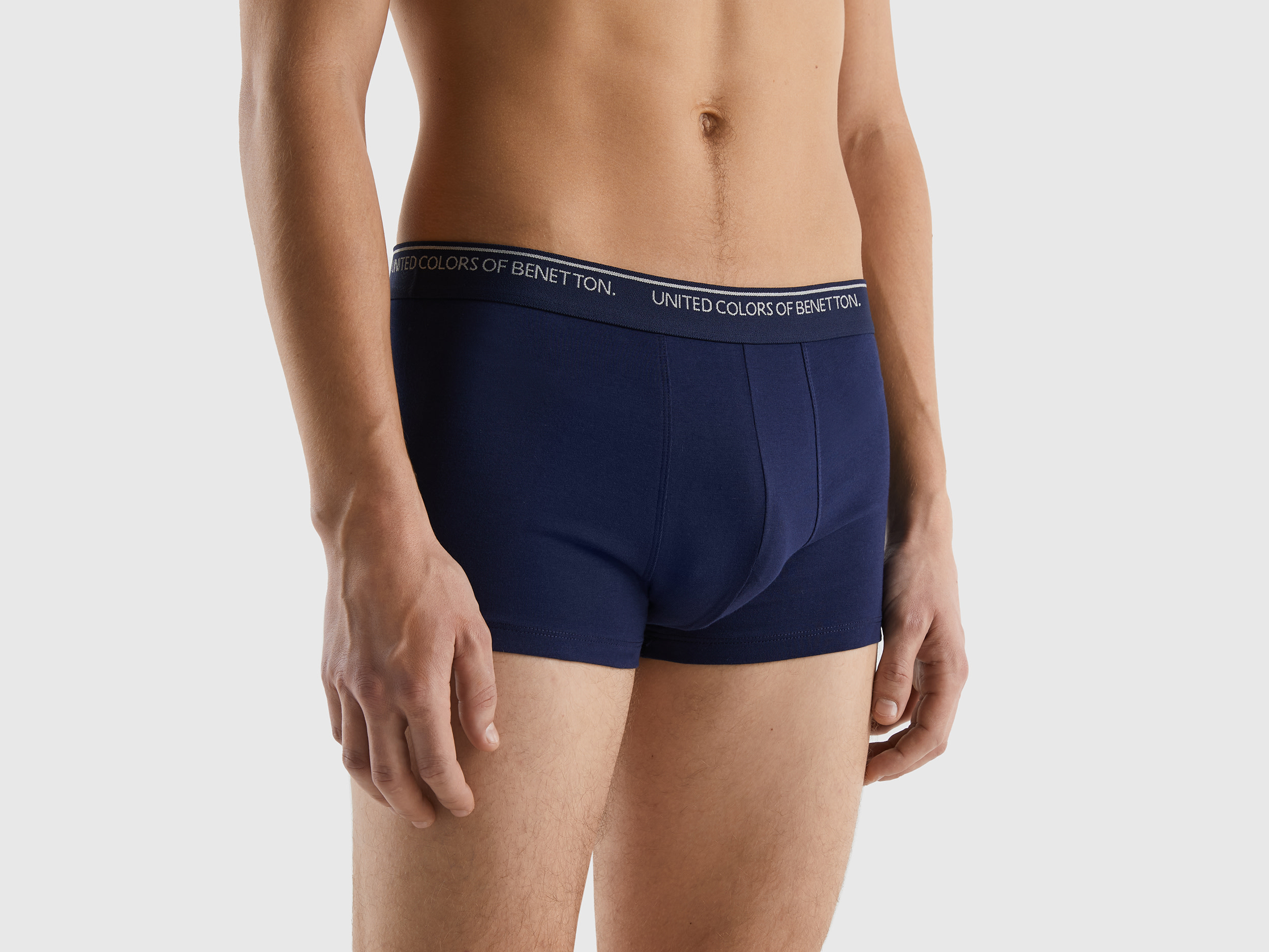 Benetton, Fitted Boxers In Organic Cotton, size M, Dark Blue, Men