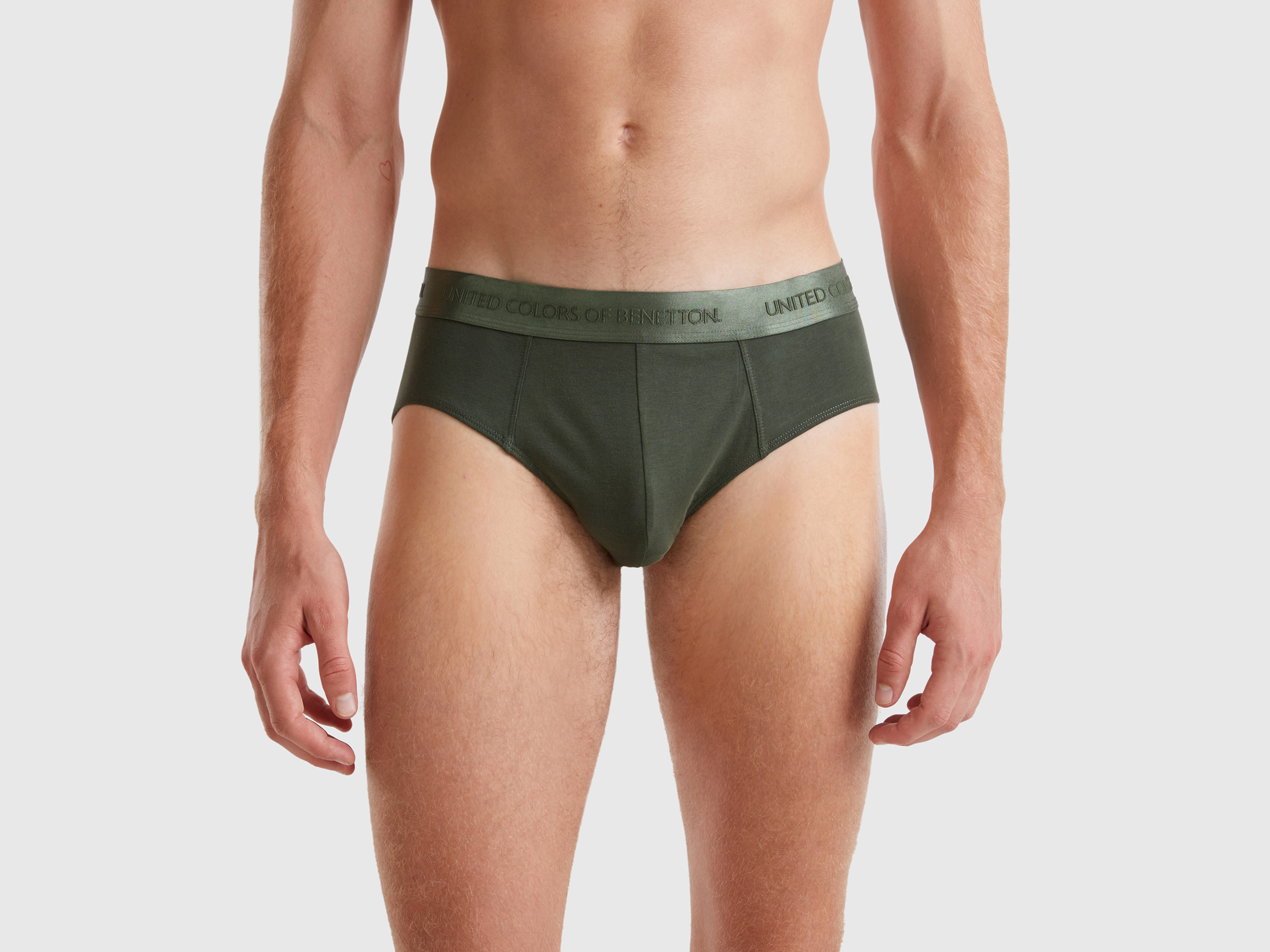 Benetton, Slip In Misto Lyocell, Verde Militare, Uomo