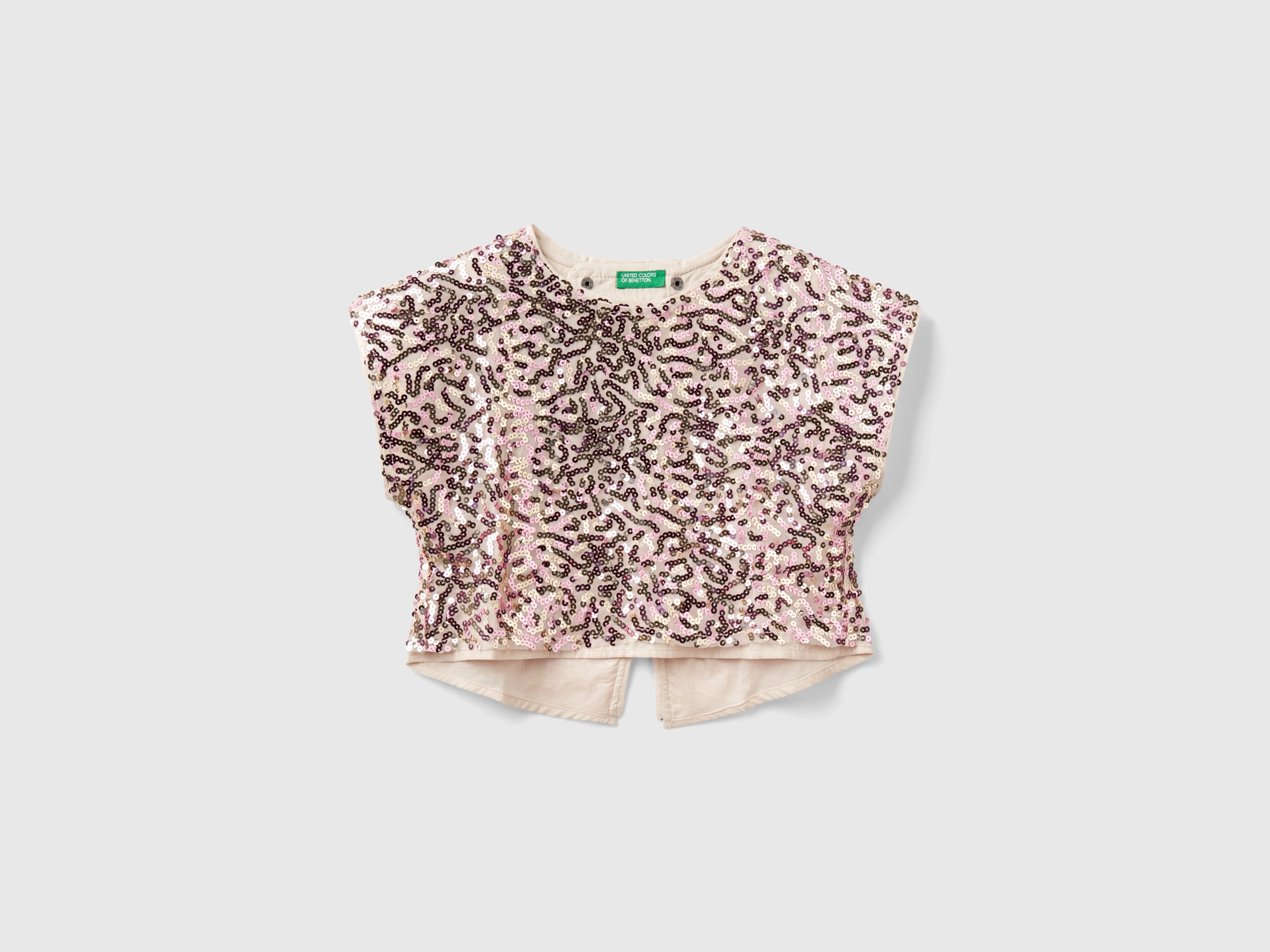 Benetton, Blusa Con Paillettes, Beige, Bambini
