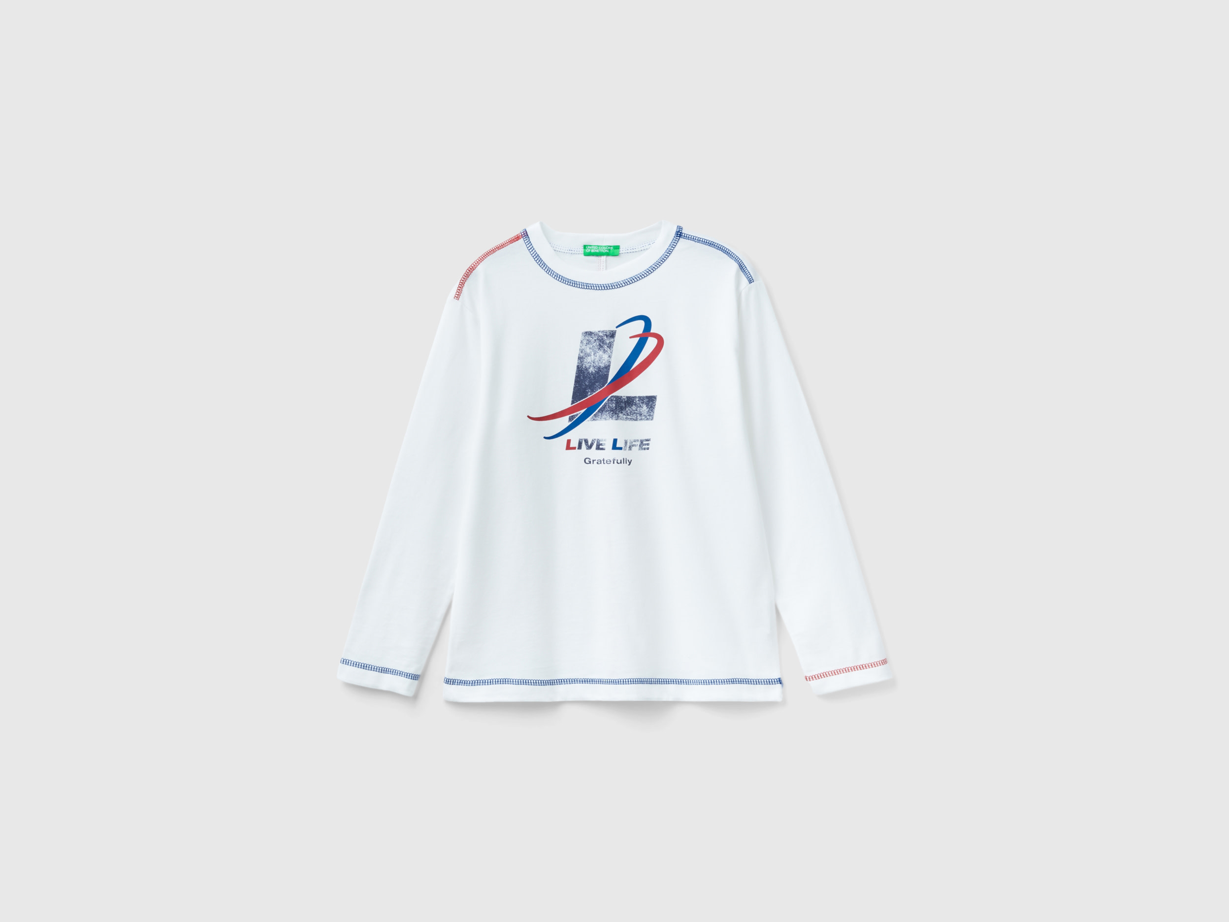 Benetton, T-shirt With Slogan Print, size 2XL, White, Kids